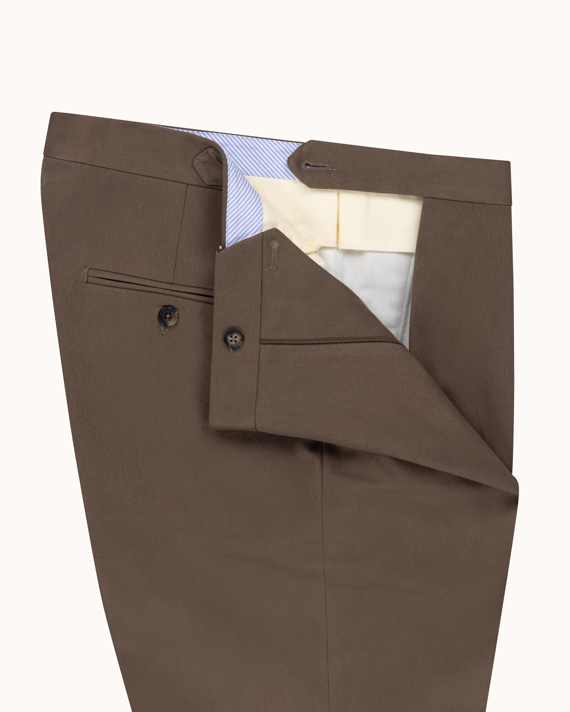 Classic Pleated Trouser - Tobacco Brushed Cotton