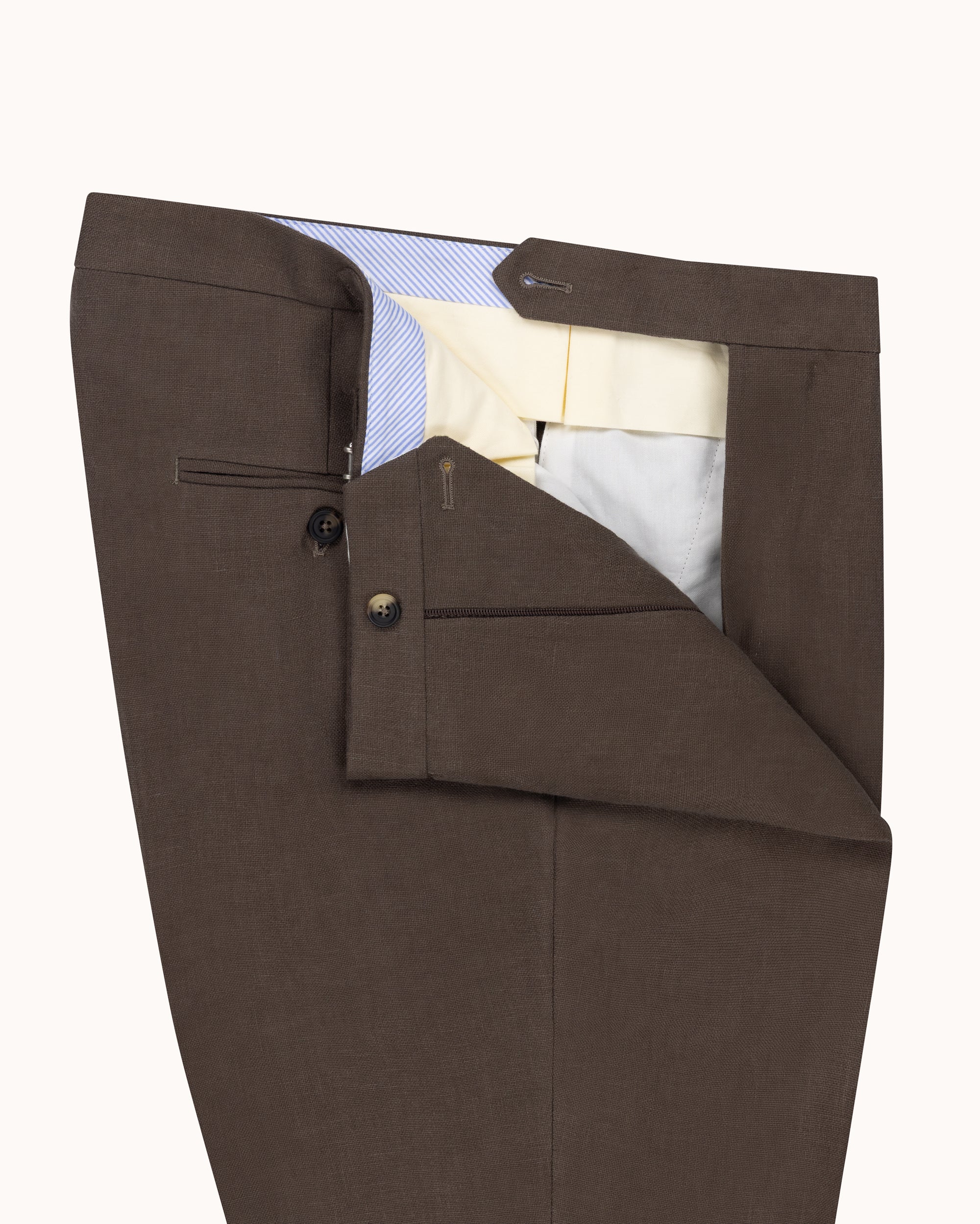 Classic Pleated Trouser - Cocoa Linen