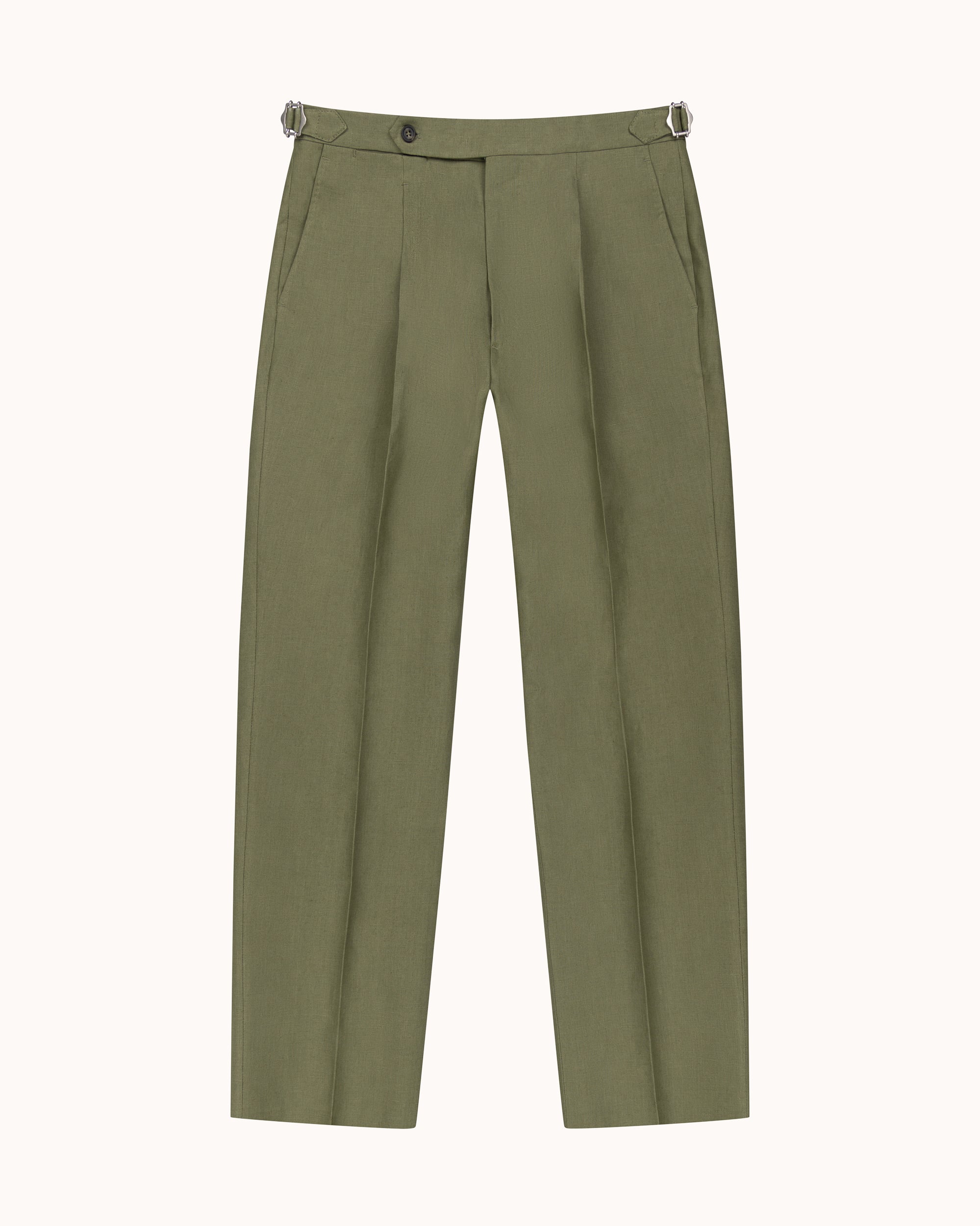 Classic Pleated Trouser - Sage Green Linen