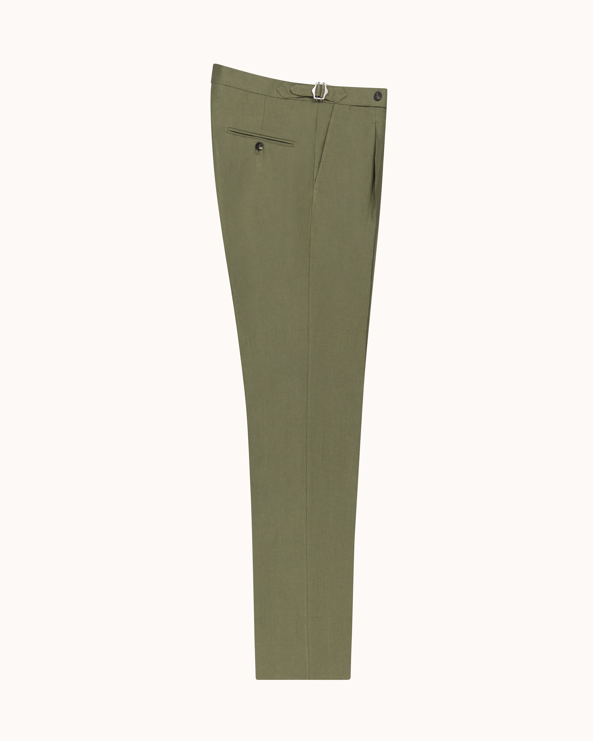 Classic Pleated Trouser - Sage Green Linen