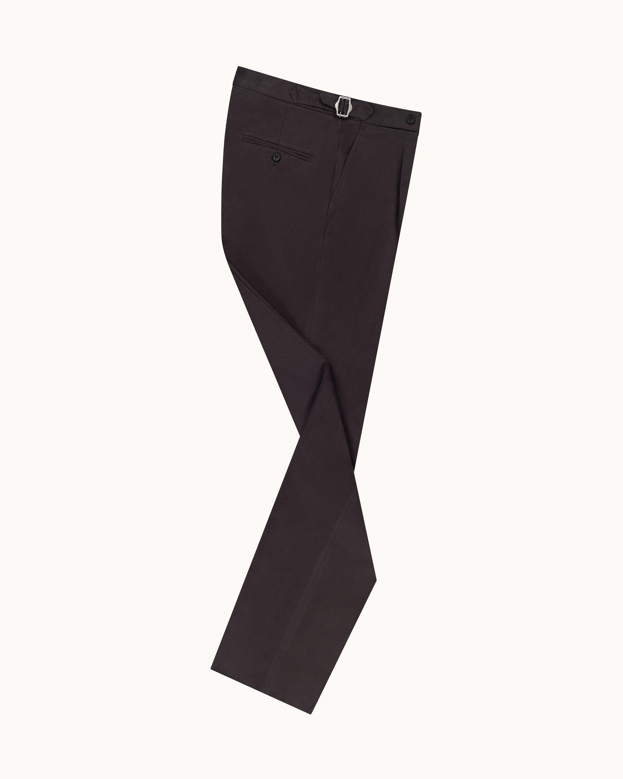 Classic Pleated Trouser - Anthracite Brushed Cotton
