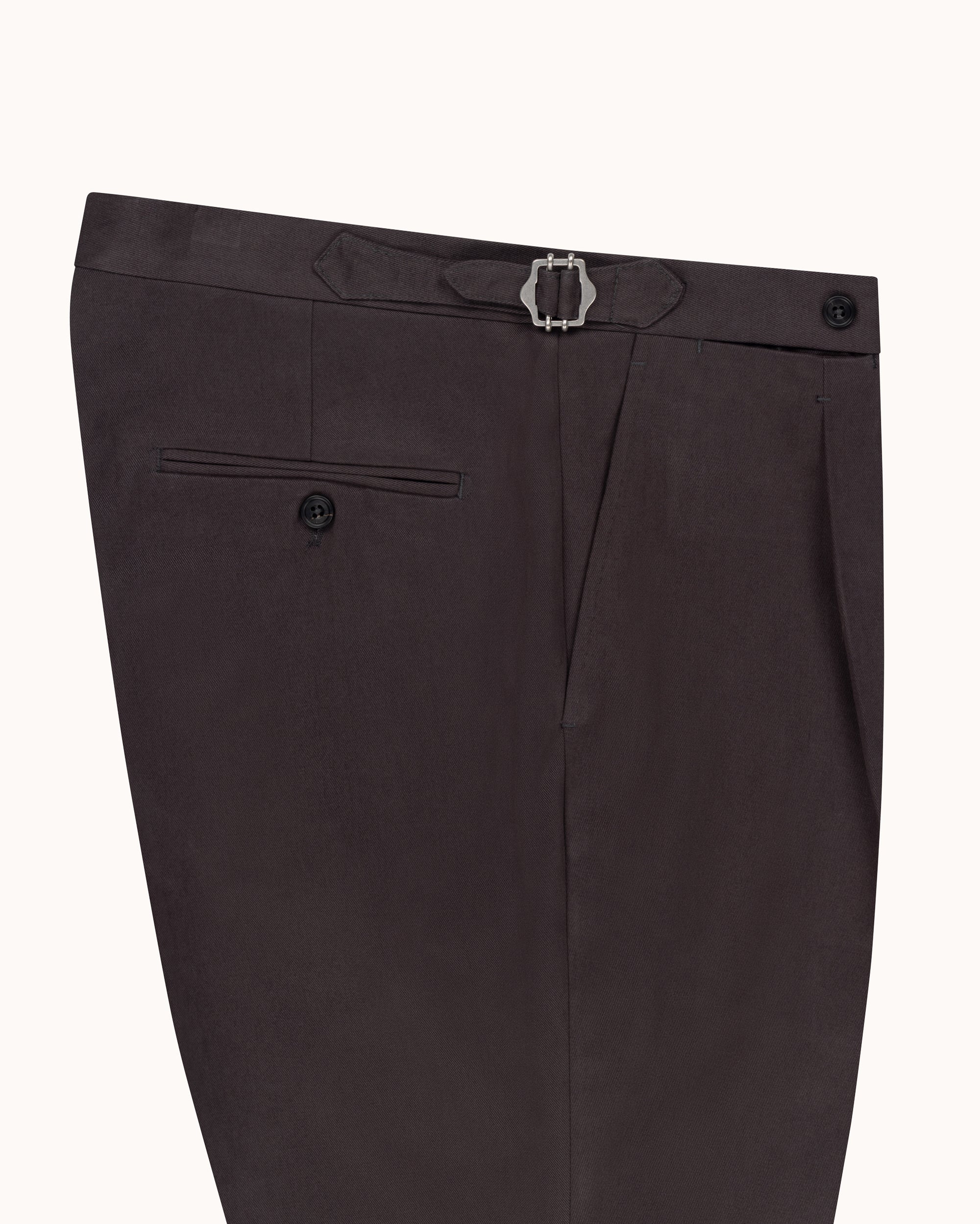 Classic Pleated Trouser - Anthracite Brushed Cotton