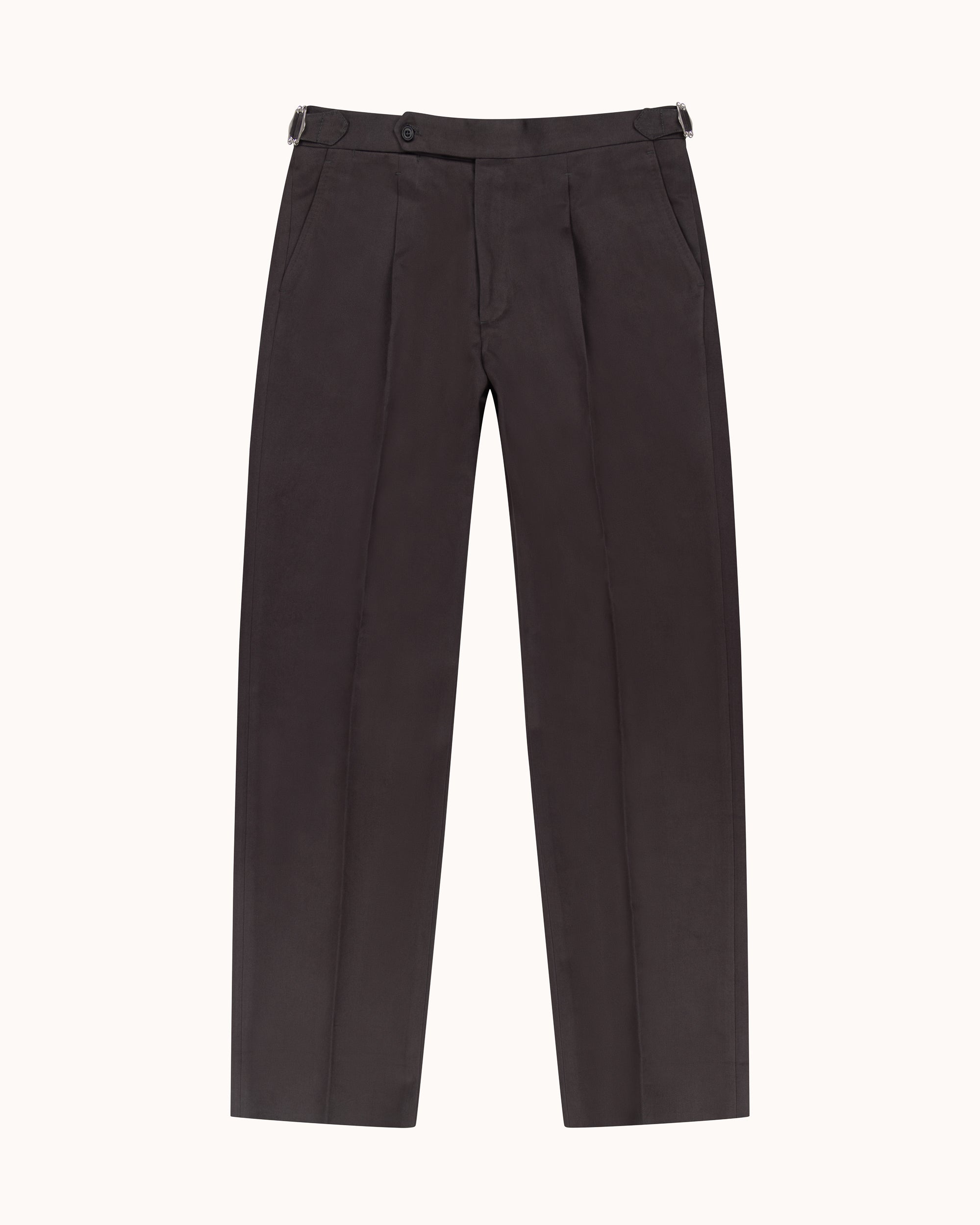 Classic Pleated Trouser - Anthracite Brushed Cotton