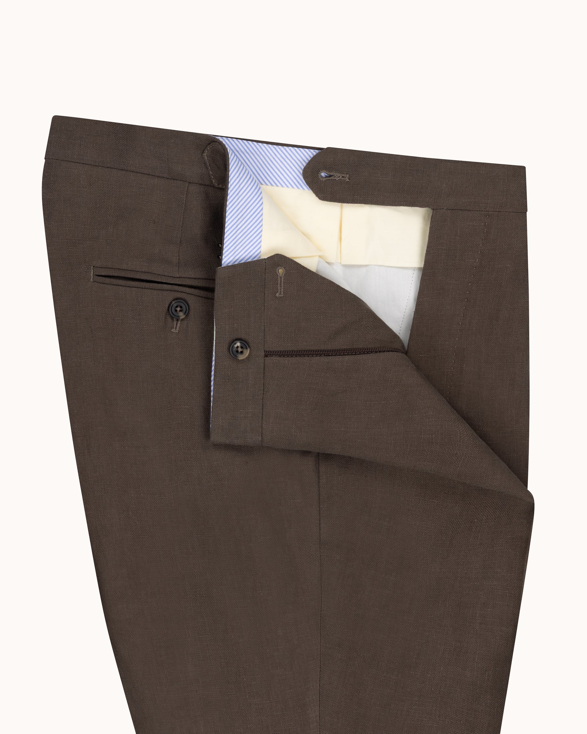 Relaxed Pleated Trouser - Cocoa Linen
