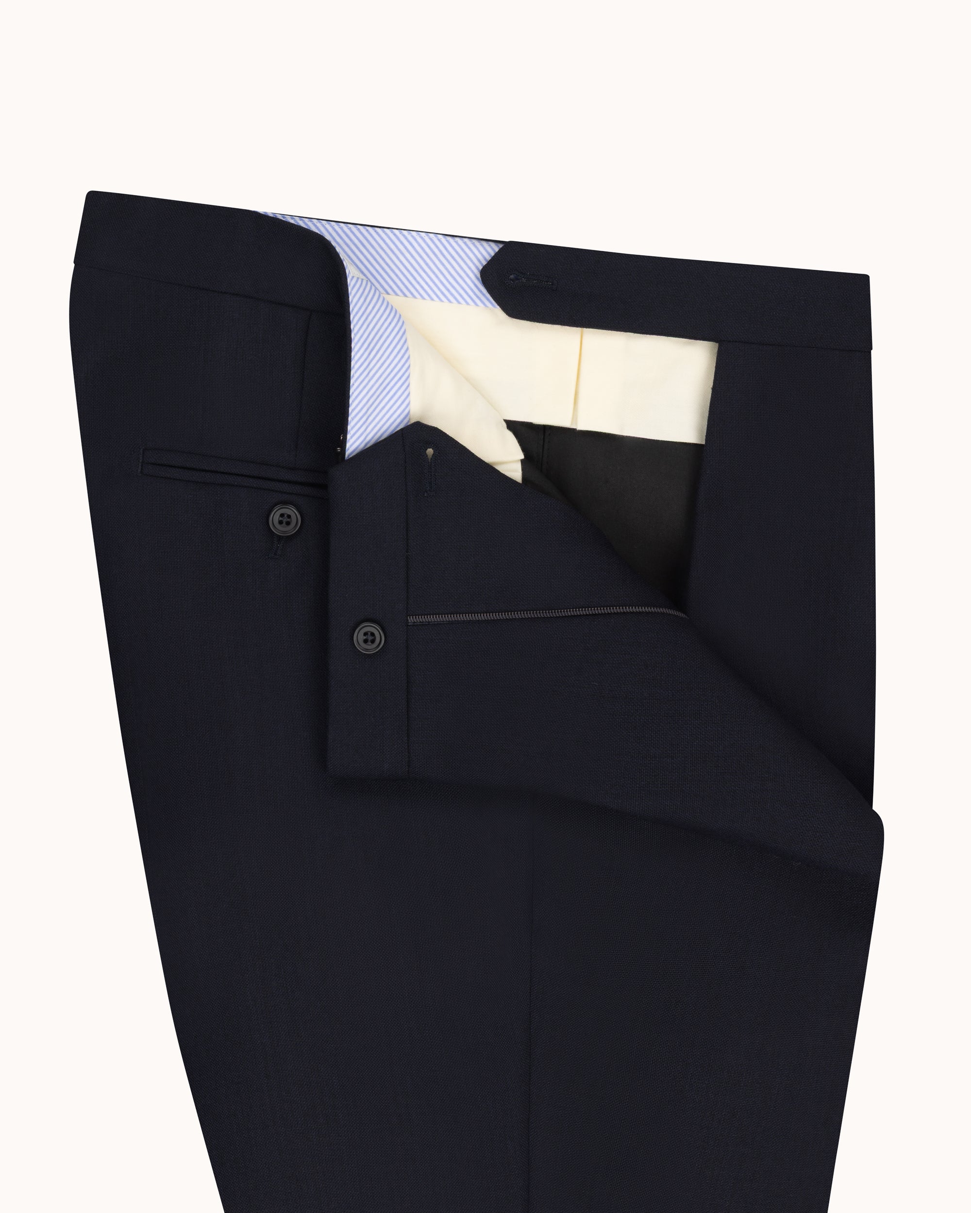Relaxed Pleated Trouser - Navy Tropical Wool