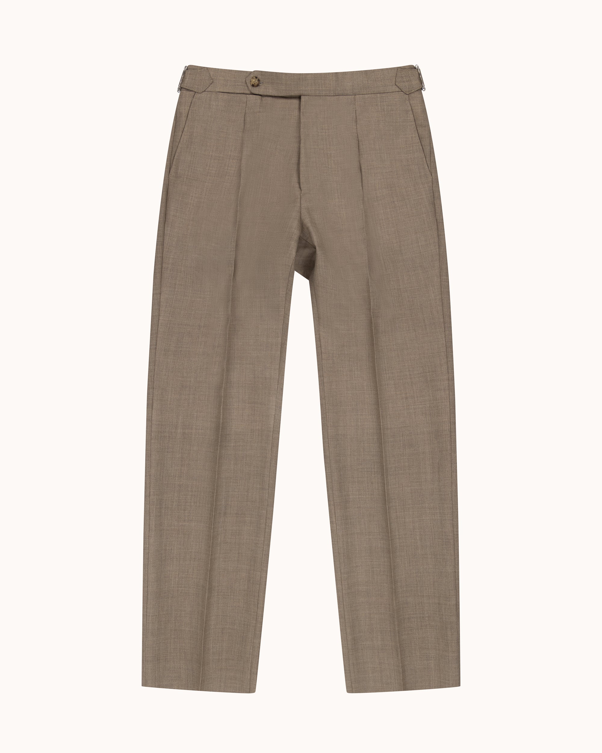 Relaxed Pleated Trouser - Sand Tropical Wool