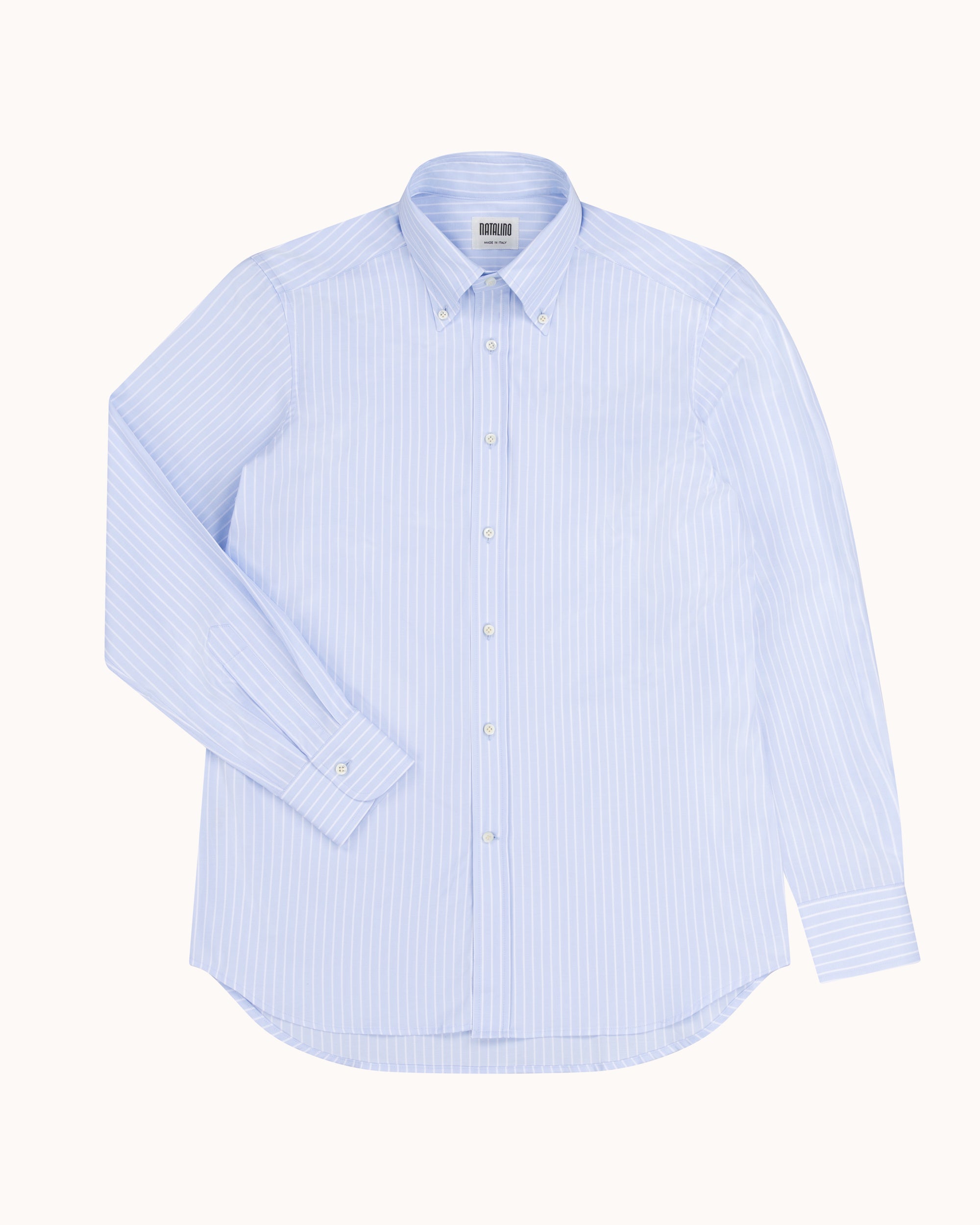 Button Down Collar Shirt - Blue Pencil Stripe Cotton Poplin