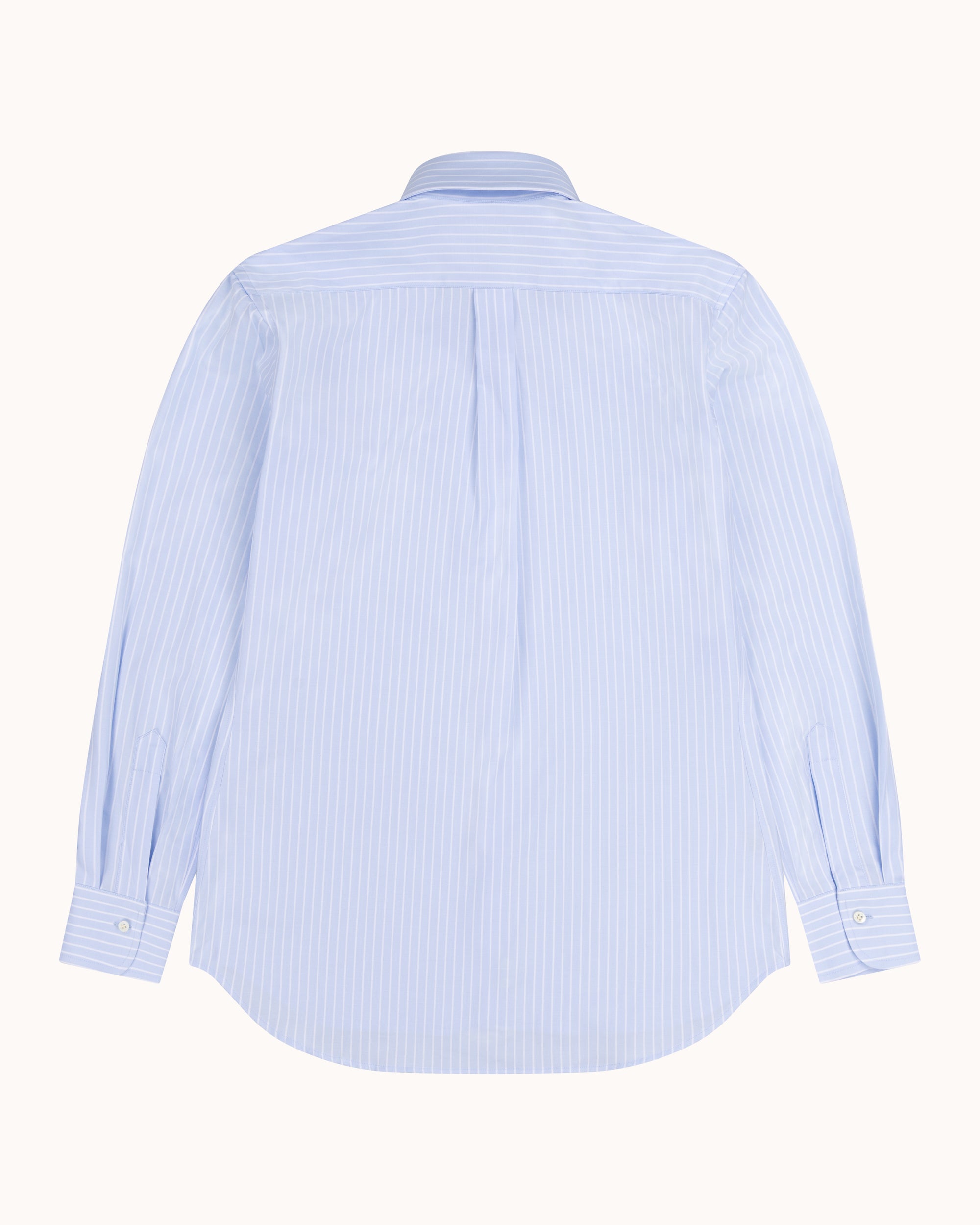 Button Down Collar Shirt - Blue Pencil Stripe Cotton Poplin