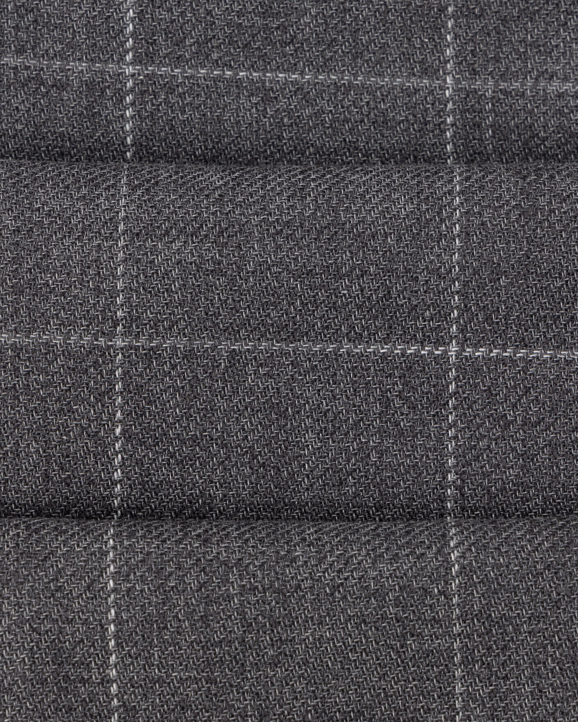 Relaxed Pleated Trouser - Grey Windowpane Cotton Wool
