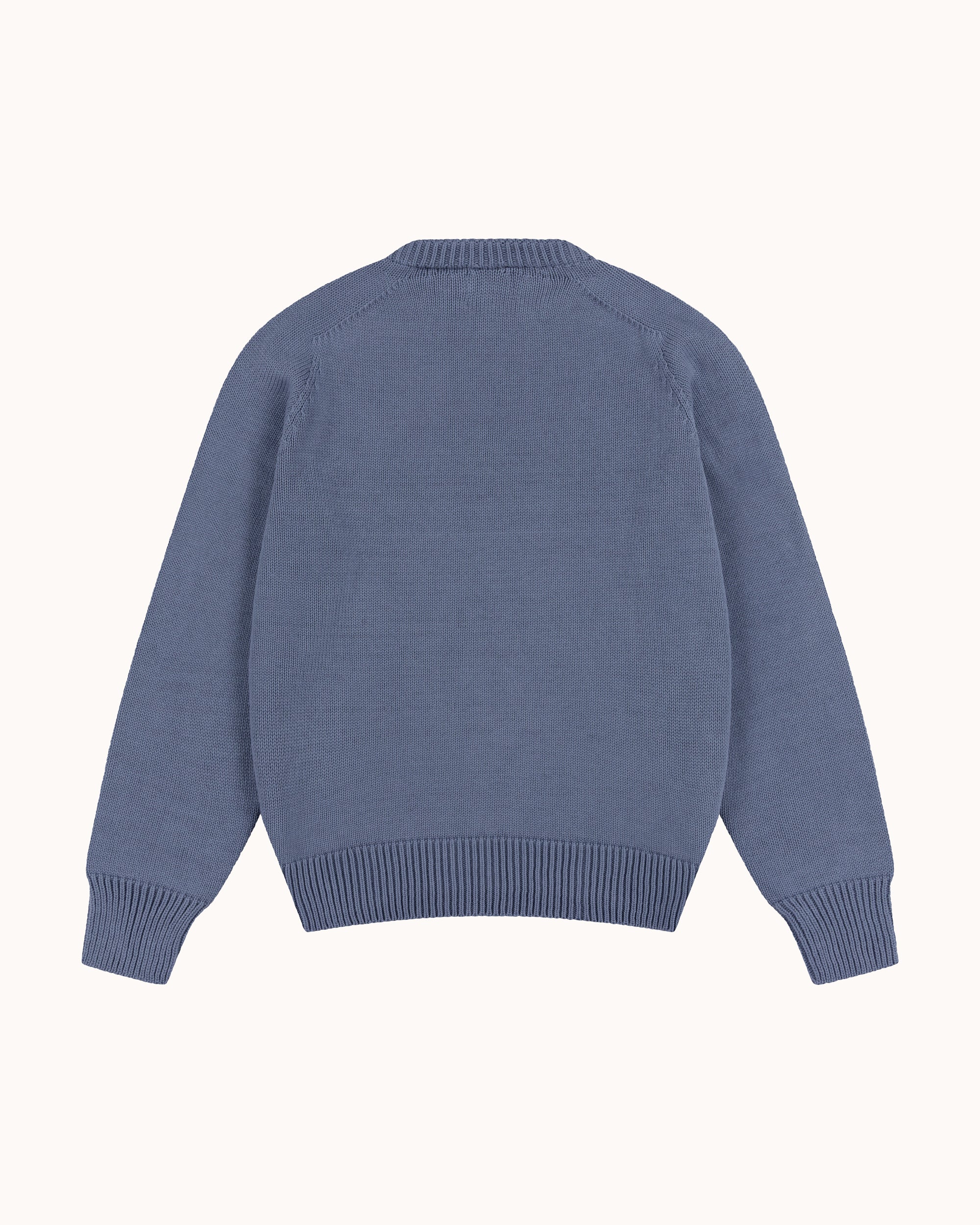 Cotton Crew Neck Sweater - Dusty Blue
