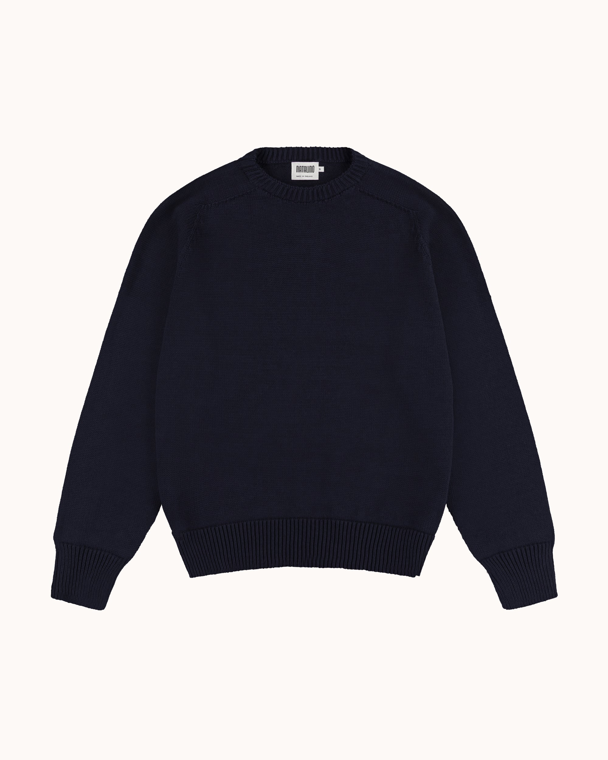 Cotton Crew Neck Sweater - Navy