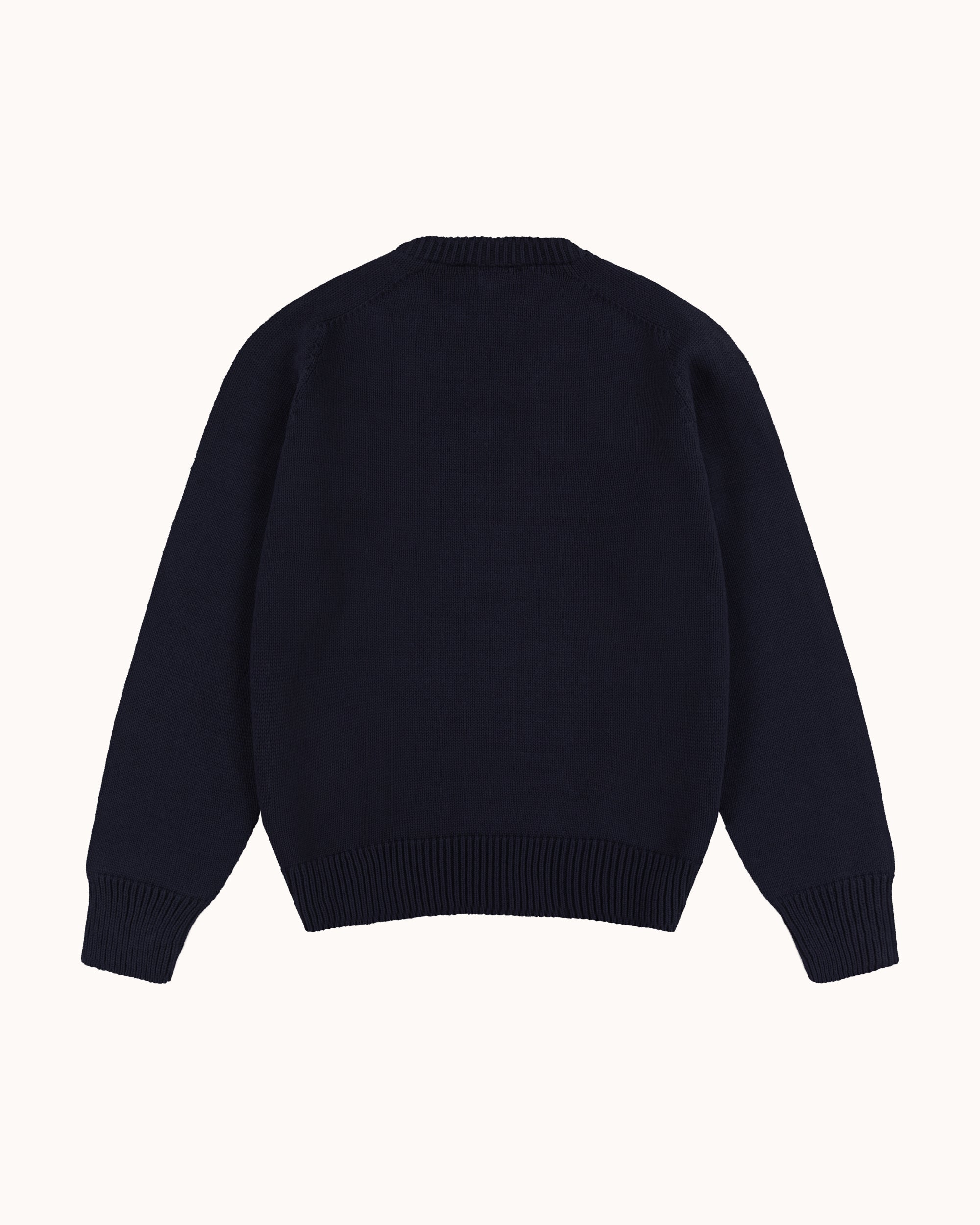 Cotton Crew Neck Sweater - Navy