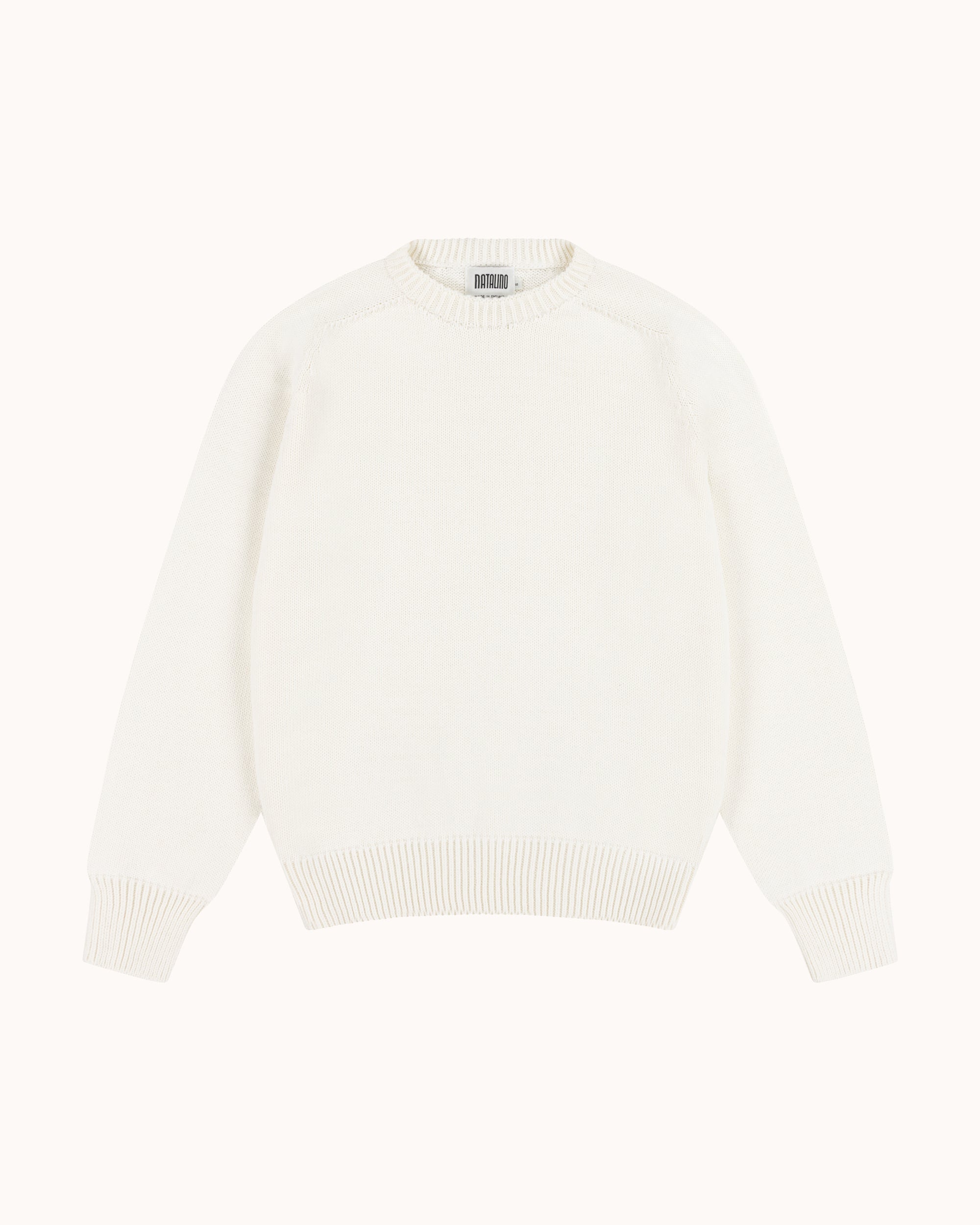Cotton Crew Neck Sweater - Ecru