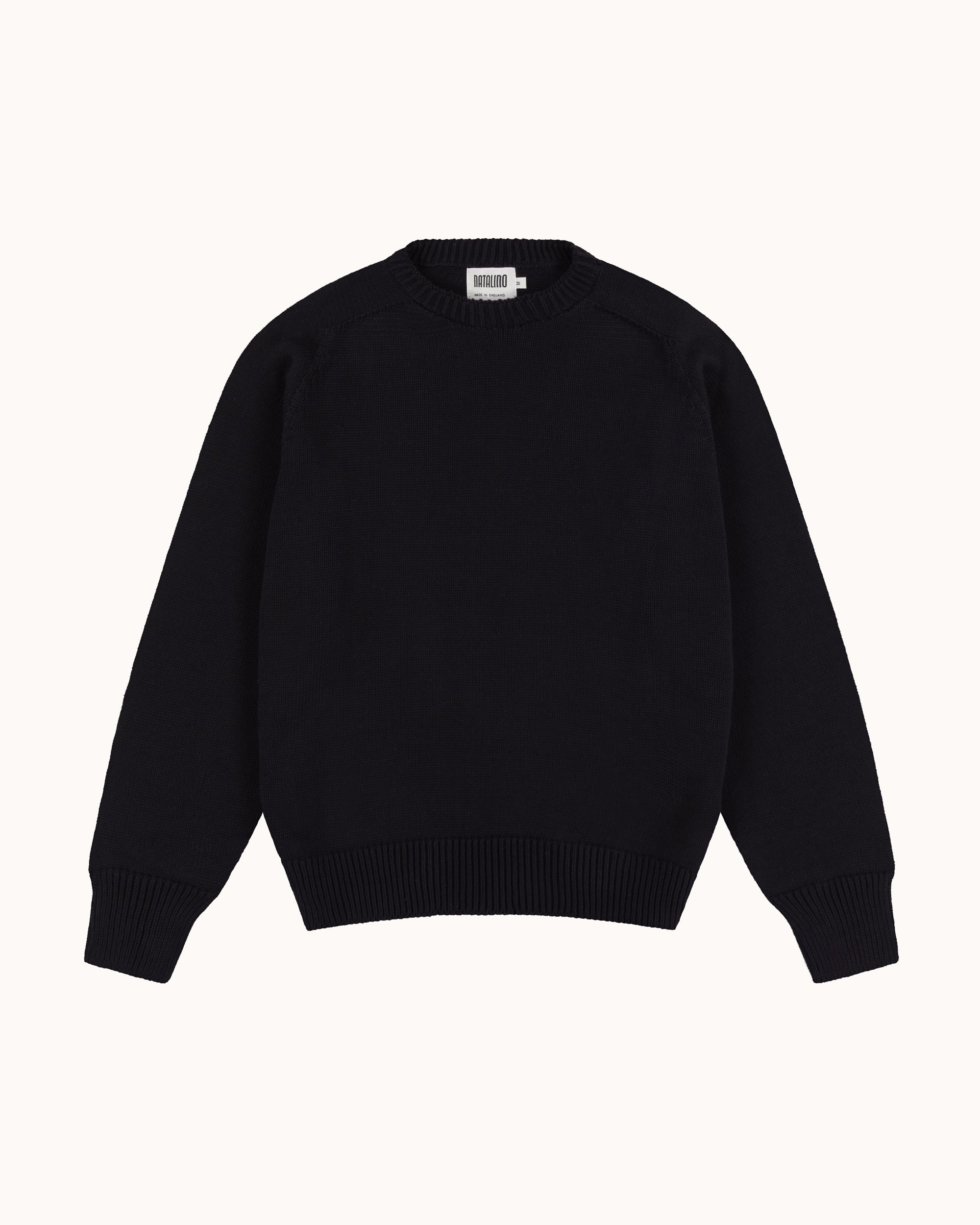 Cotton Crew Neck Sweater - Black