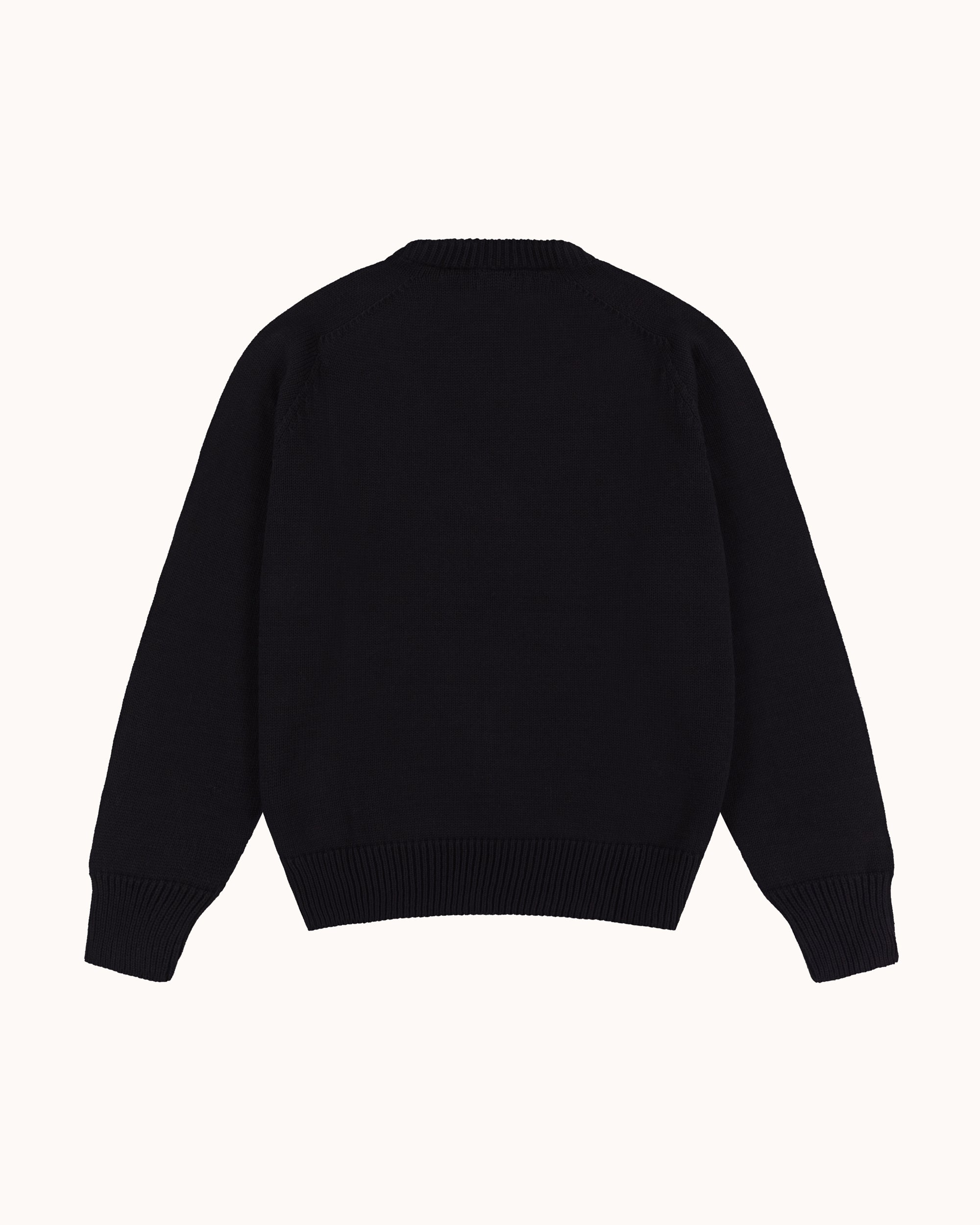 Cotton Crew Neck Sweater - Black