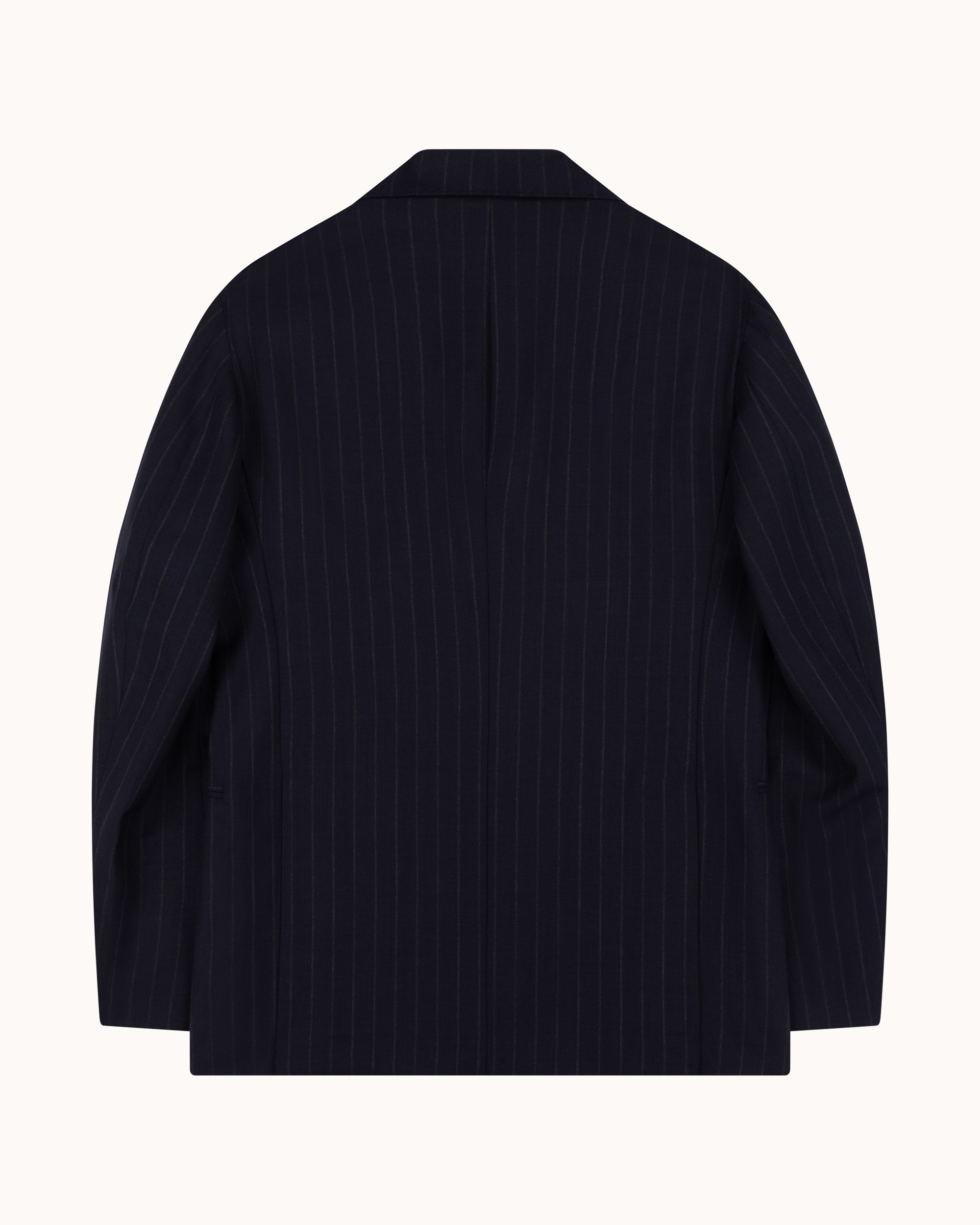 Double Breasted Sport Jacket - Navy Chalk Stripe Wool