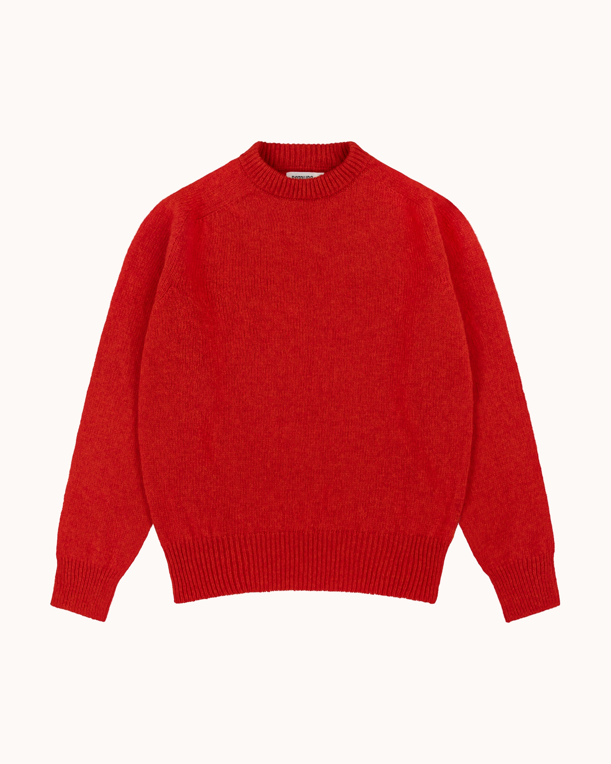 Shetland Wool Crew Neck Sweater - Red