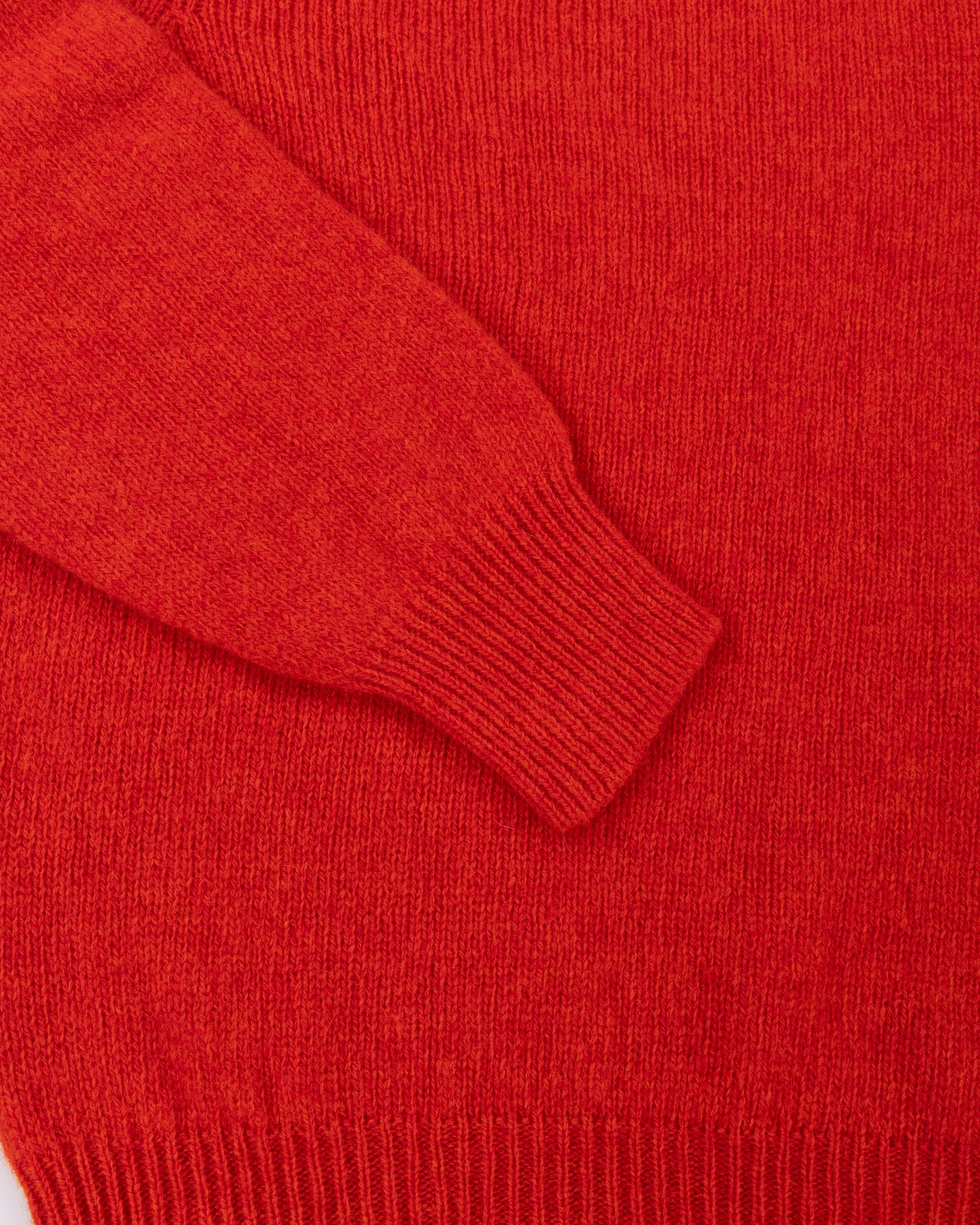 Shetland Wool Crew Neck Sweater - Red