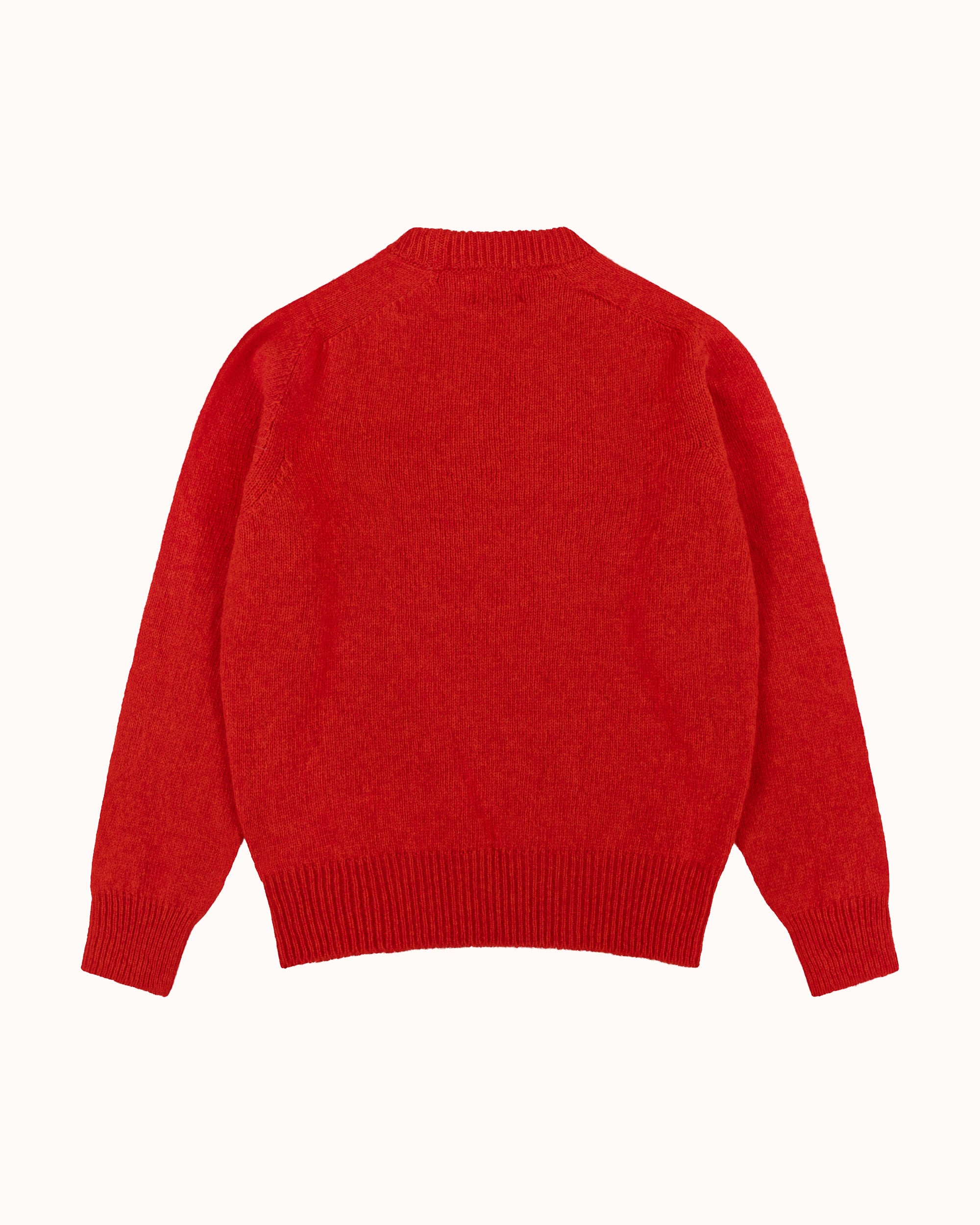 Shetland Wool Crew Neck Sweater - Red