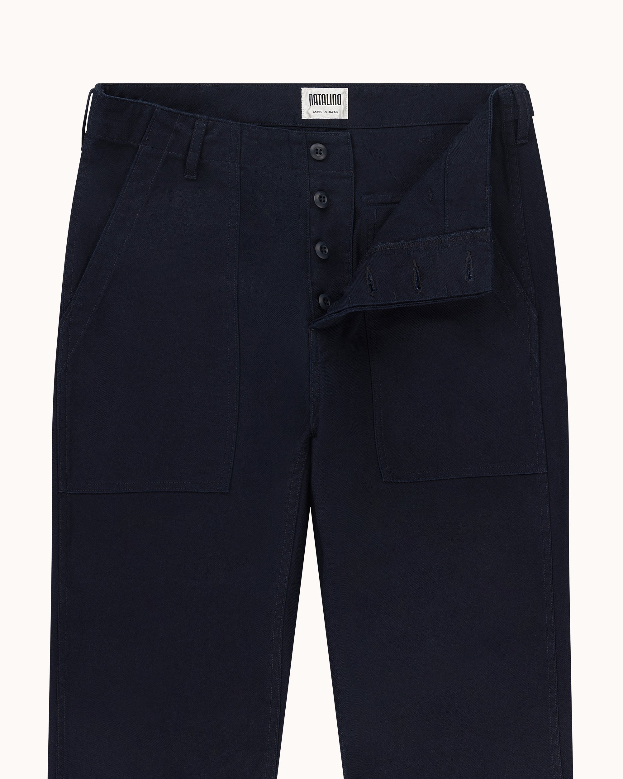 High Rise Japanese Fatigue Pant - Navy Cotton Twill