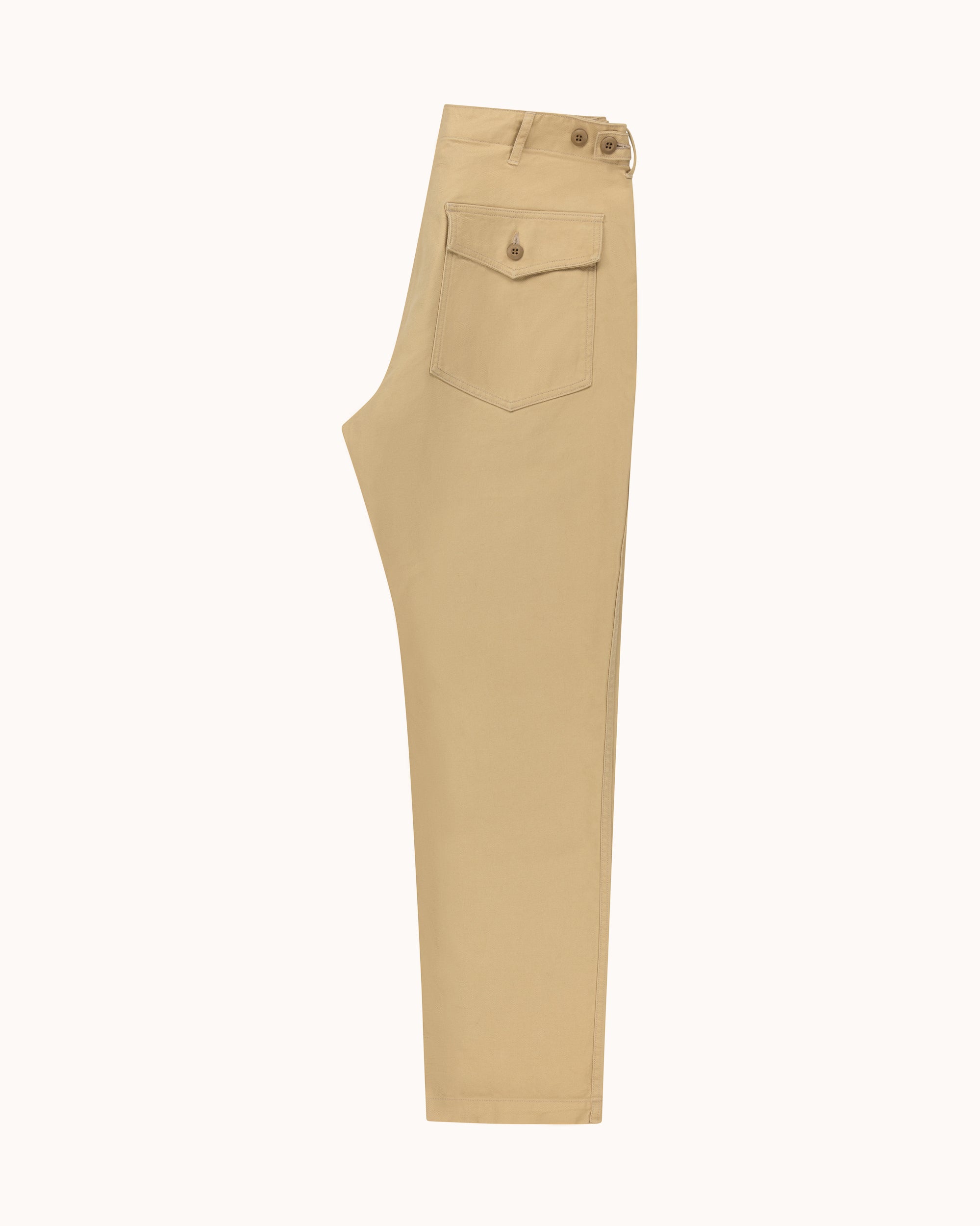 High Rise Japanese Fatigue Pant - Sand Cotton Twill