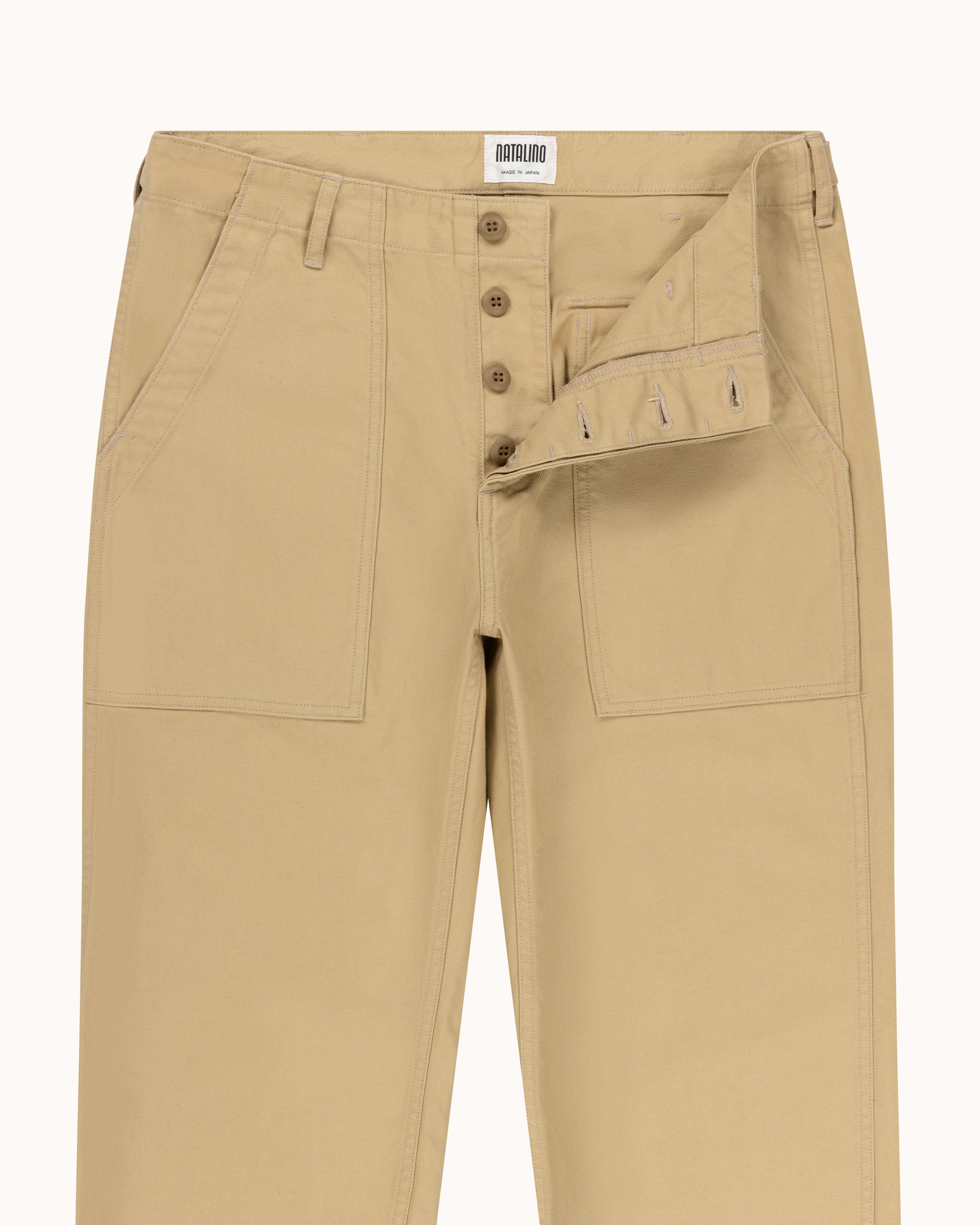 High Rise Japanese Fatigue Pant - Sand Cotton Twill