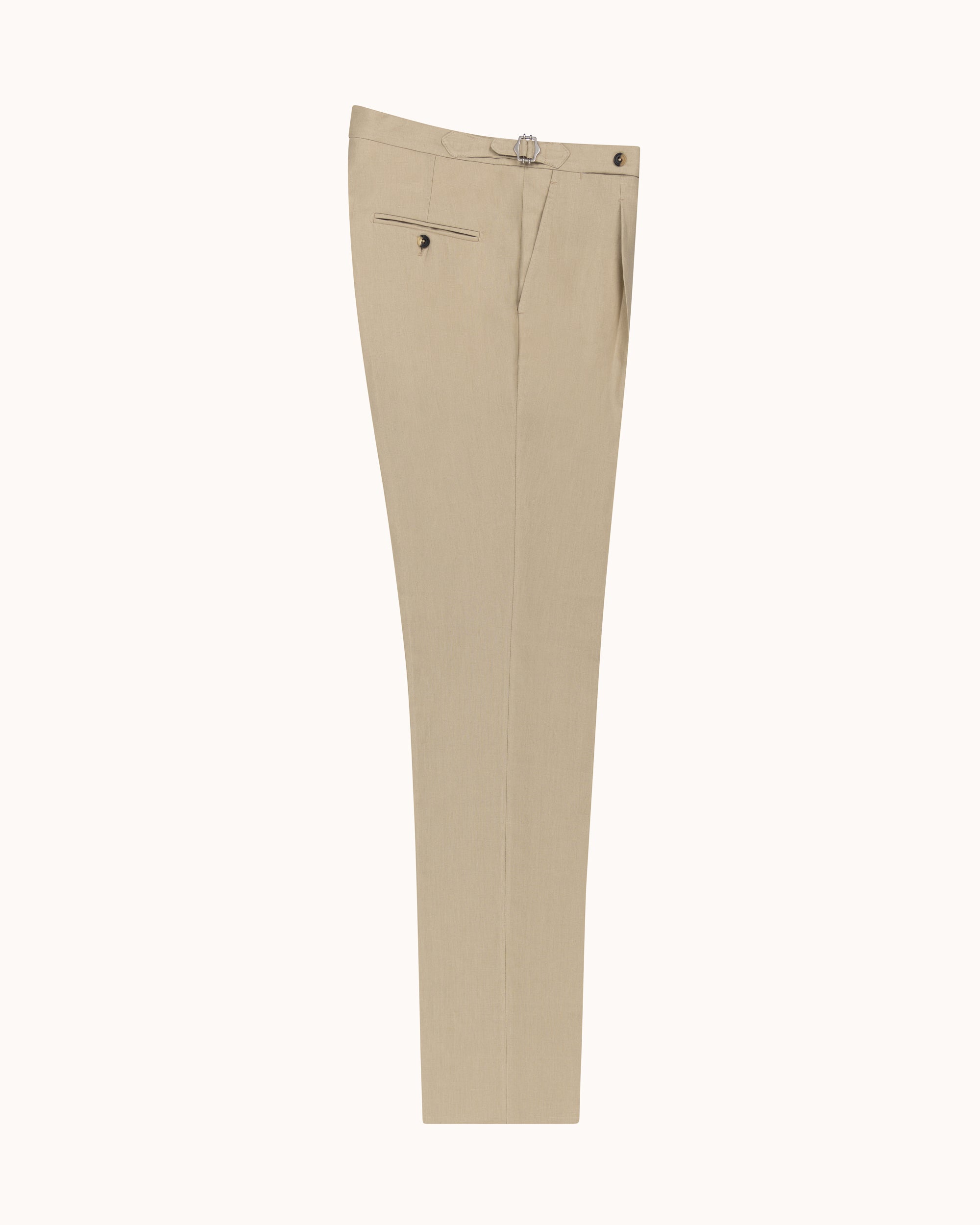Classic Pleated Trouser - Sand Linen