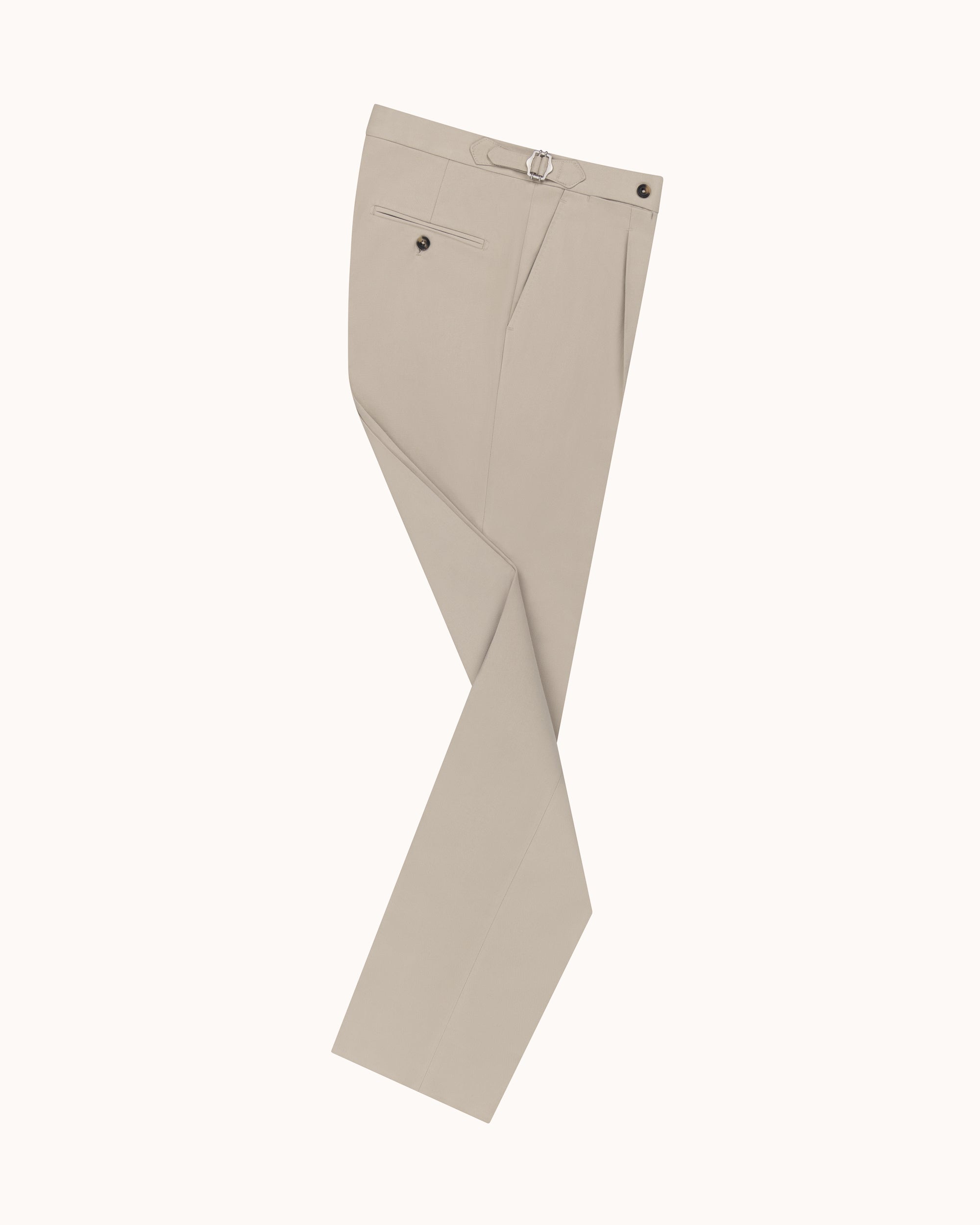 Classic Pleated Trouser - Stone Brushed Cotton