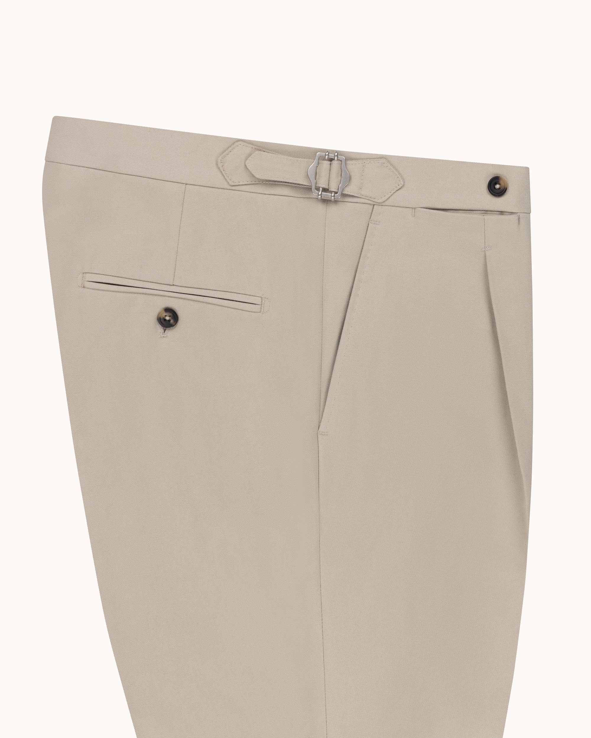 Classic Pleated Trouser - Stone Brushed Cotton