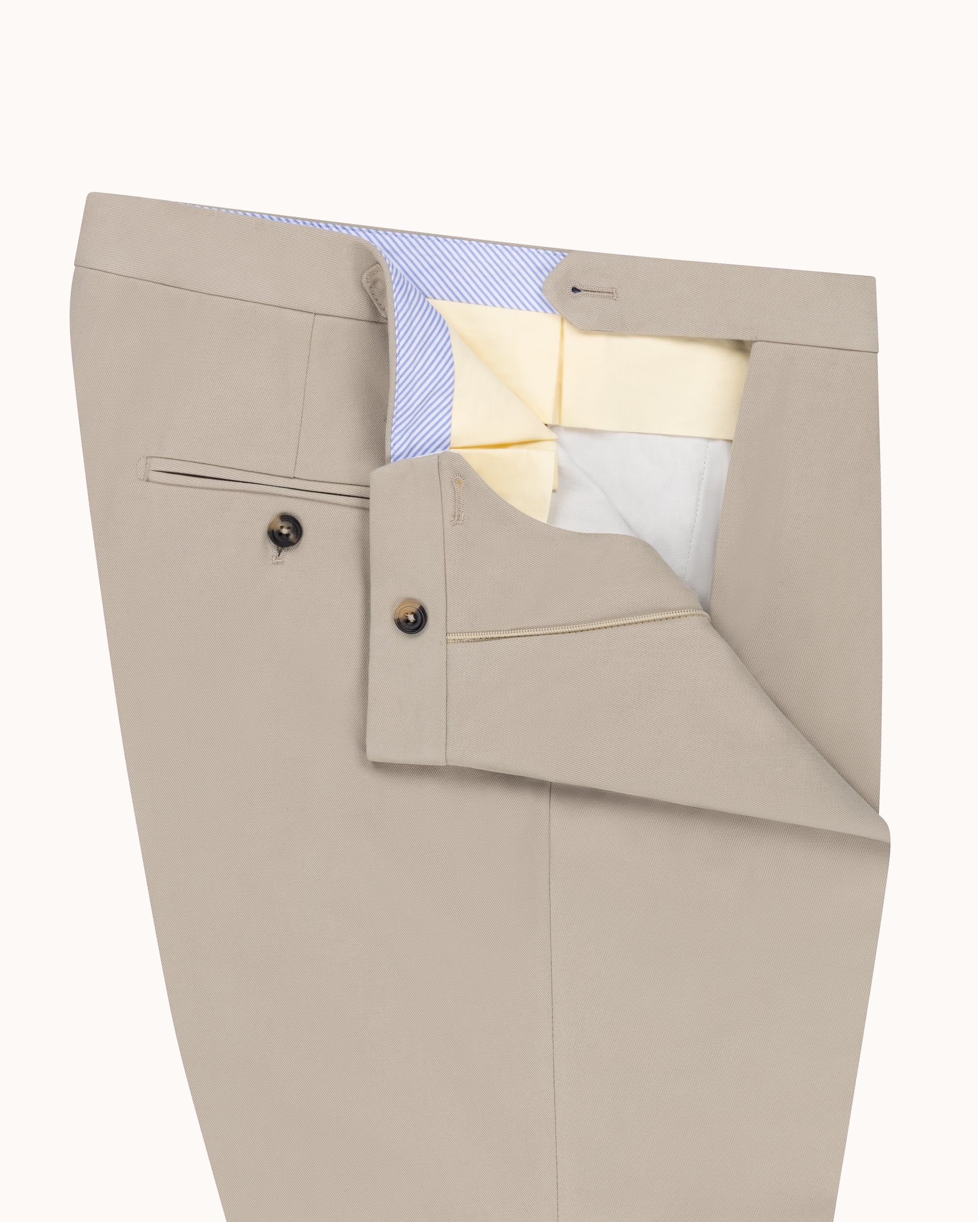 Classic Pleated Trouser - Stone Brushed Cotton