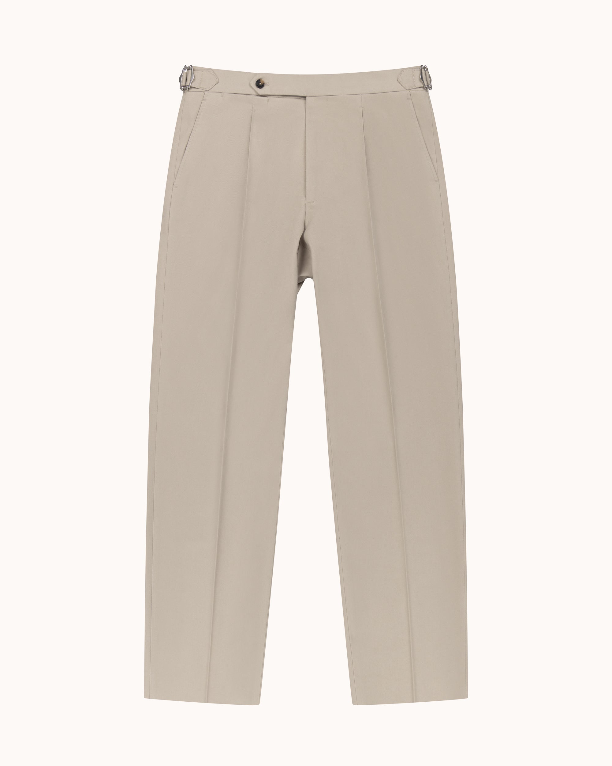 Classic Pleated Trouser - Stone Brushed Cotton