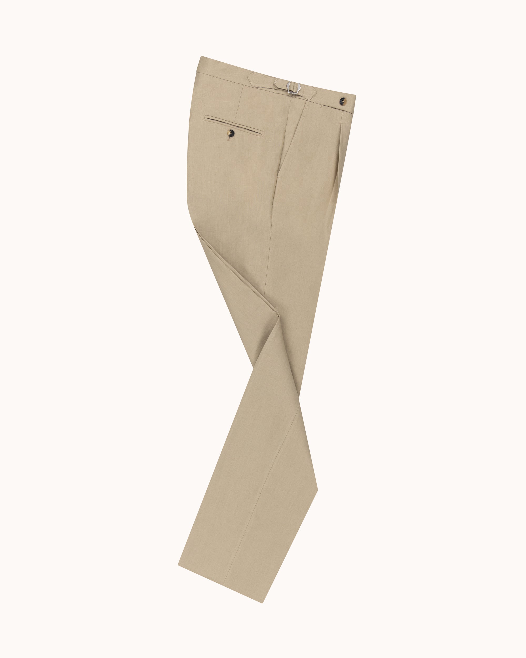 Classic Pleated Trouser - Sand Linen