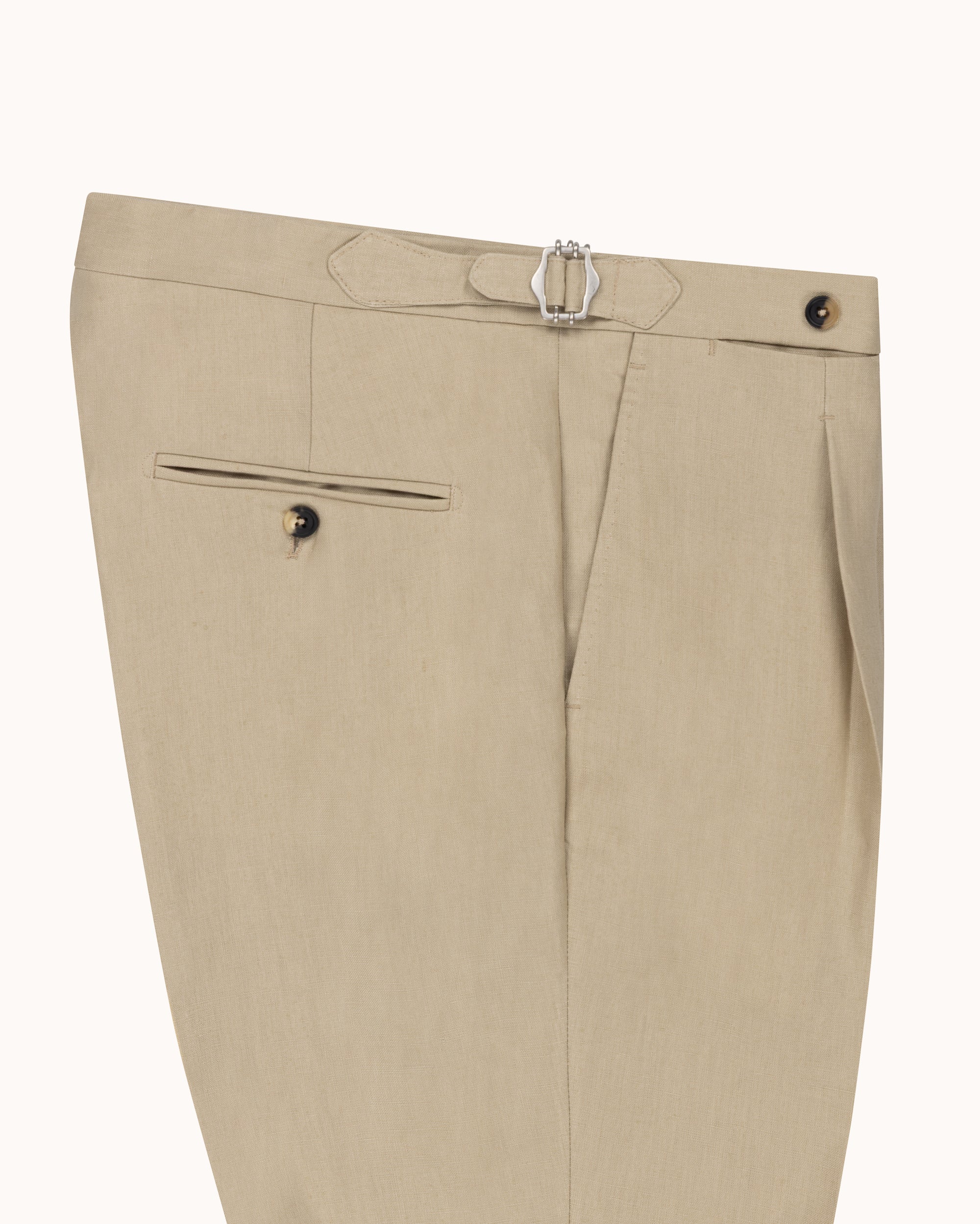 Classic Pleated Trouser - Sand Linen