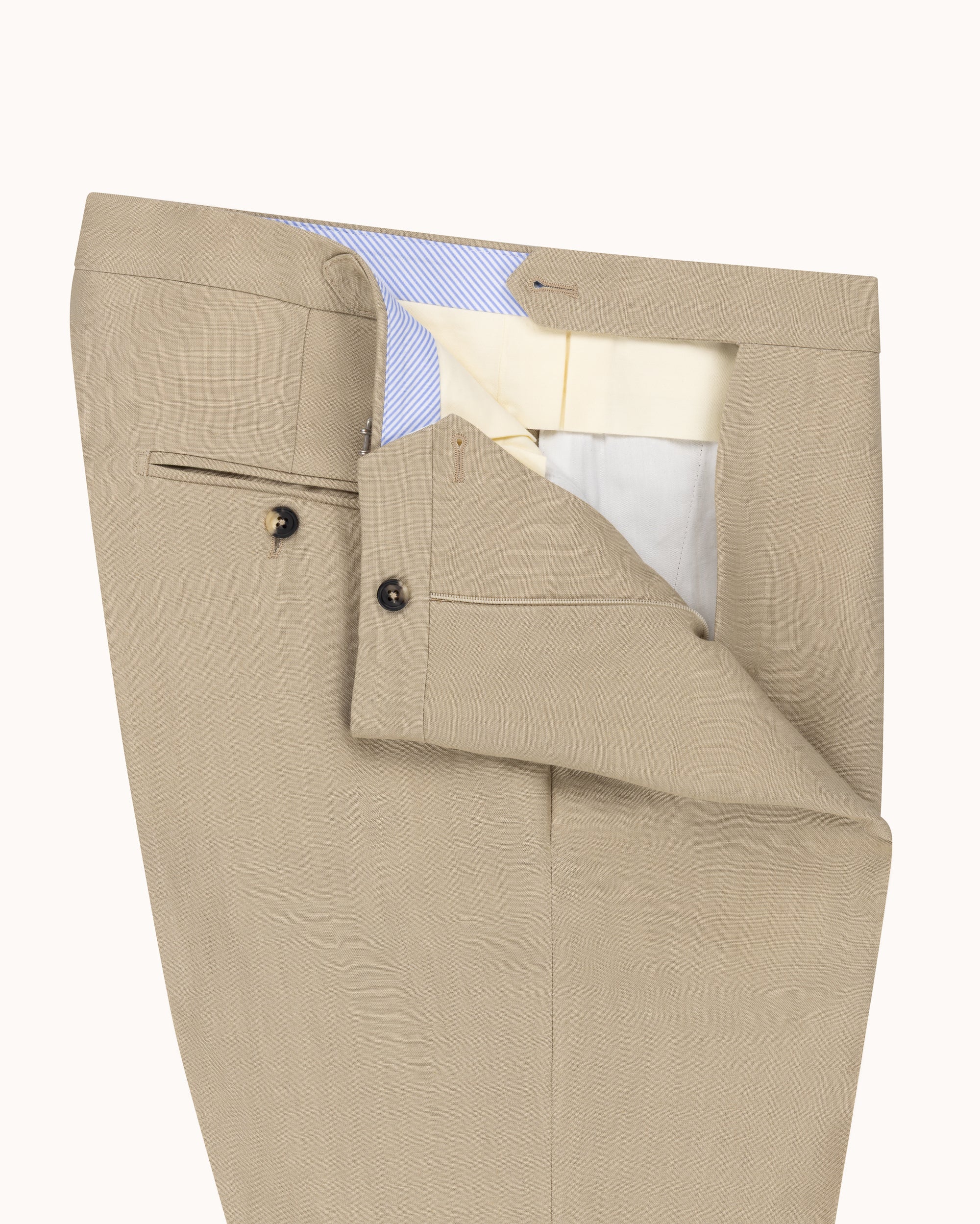 Classic Pleated Trouser - Sand Linen