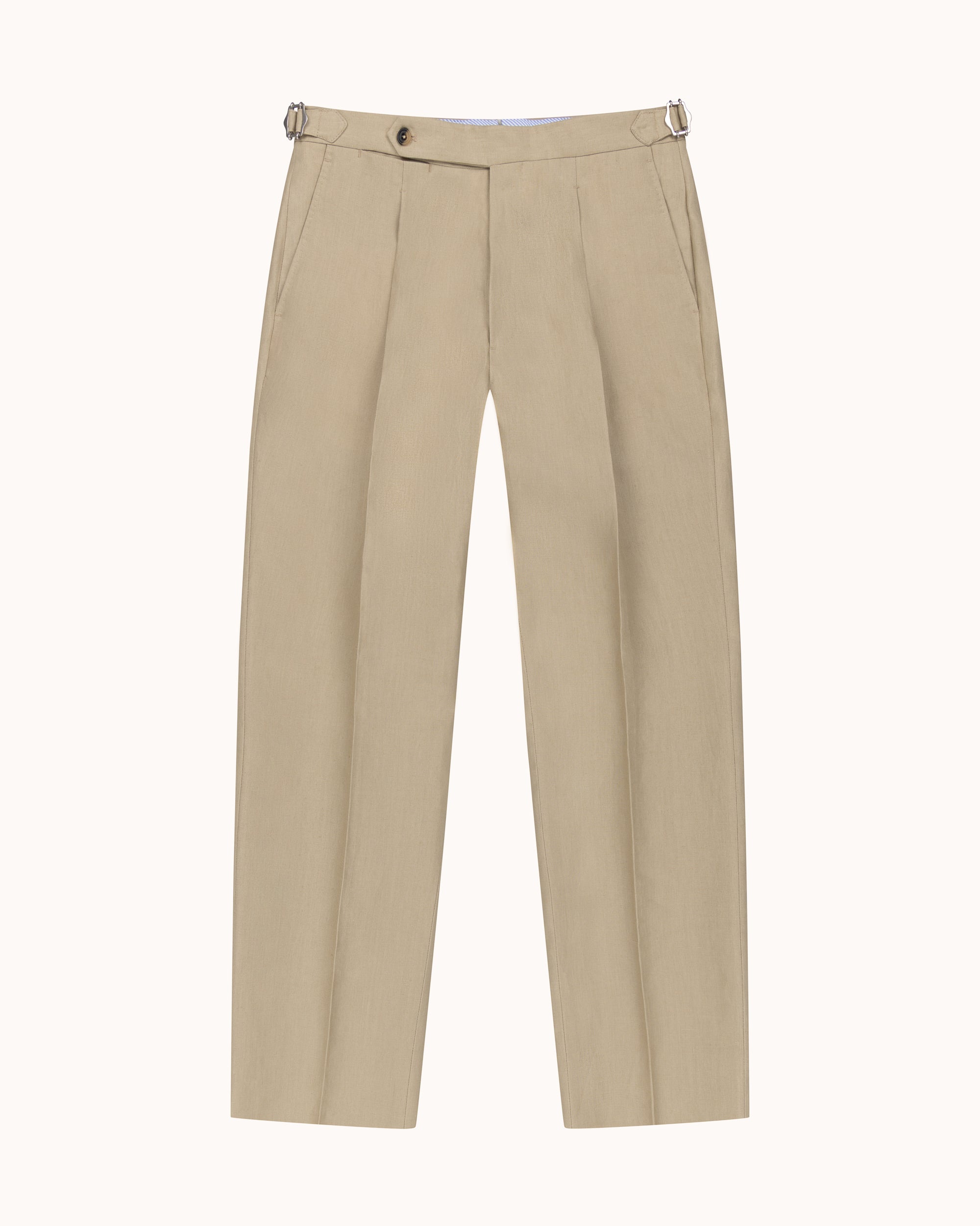 Classic Pleated Trouser - Sand Linen