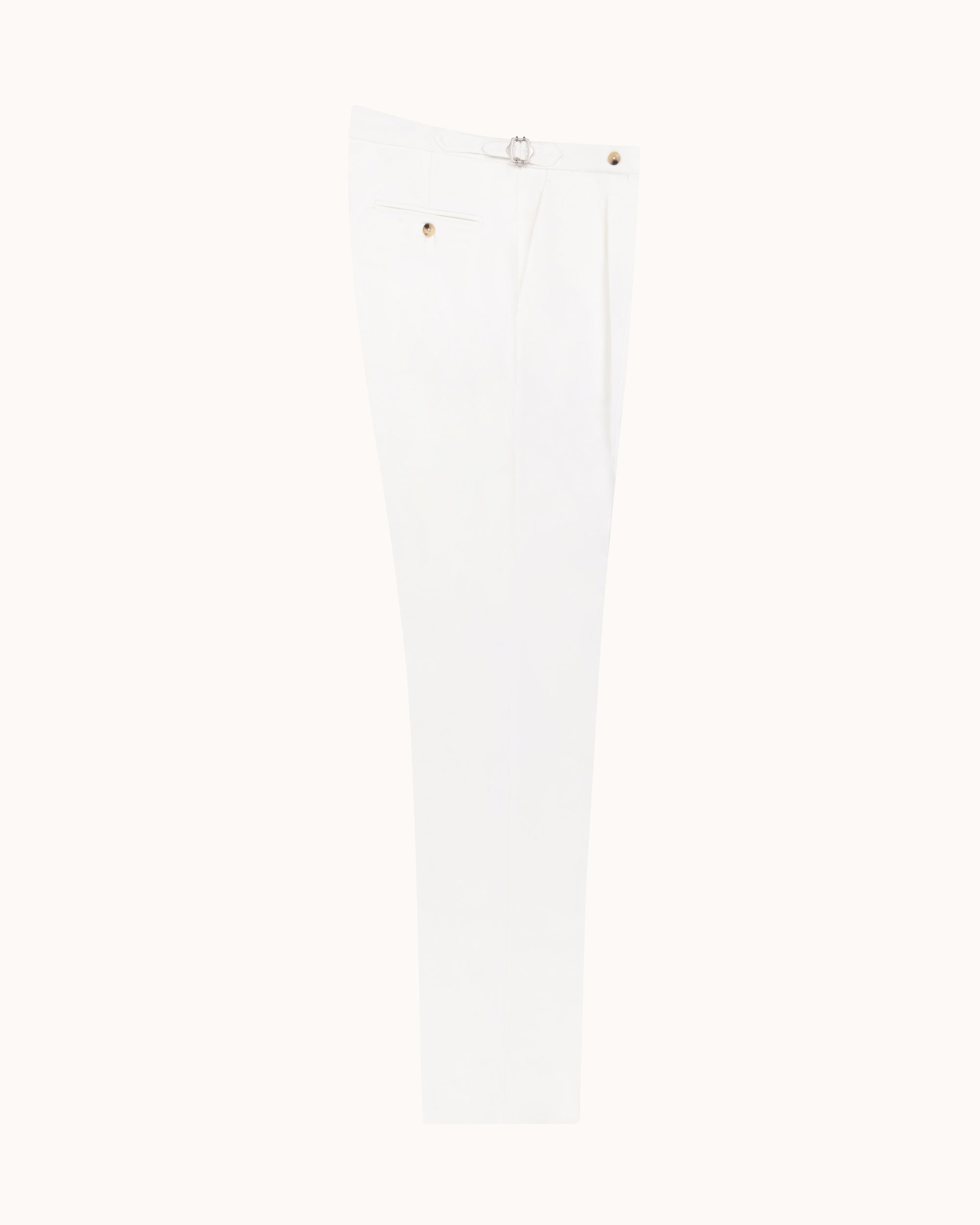 Classic Pleated Trouser - White Brushed Cotton