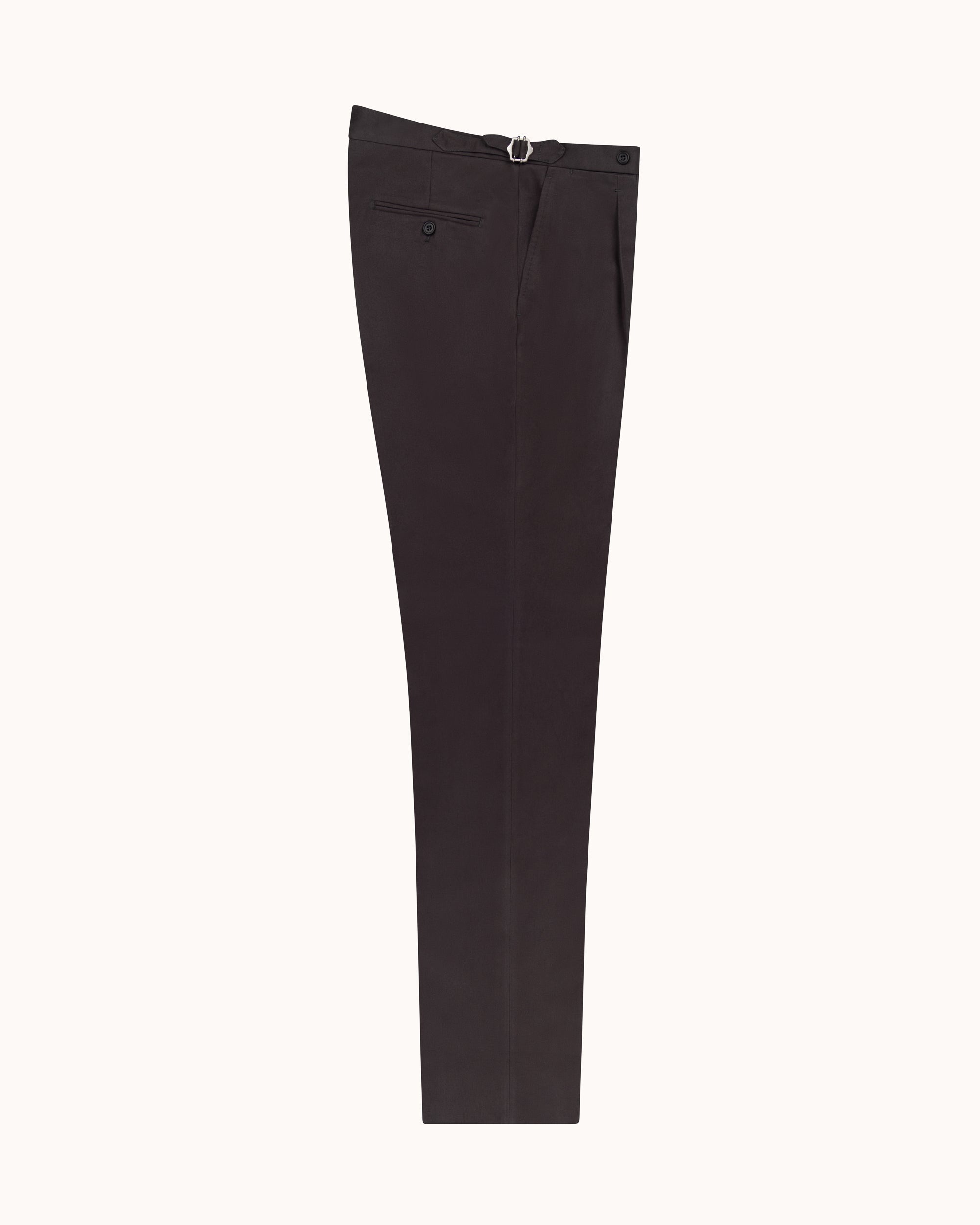 Classic Pleated Trouser - Anthracite Brushed Cotton
