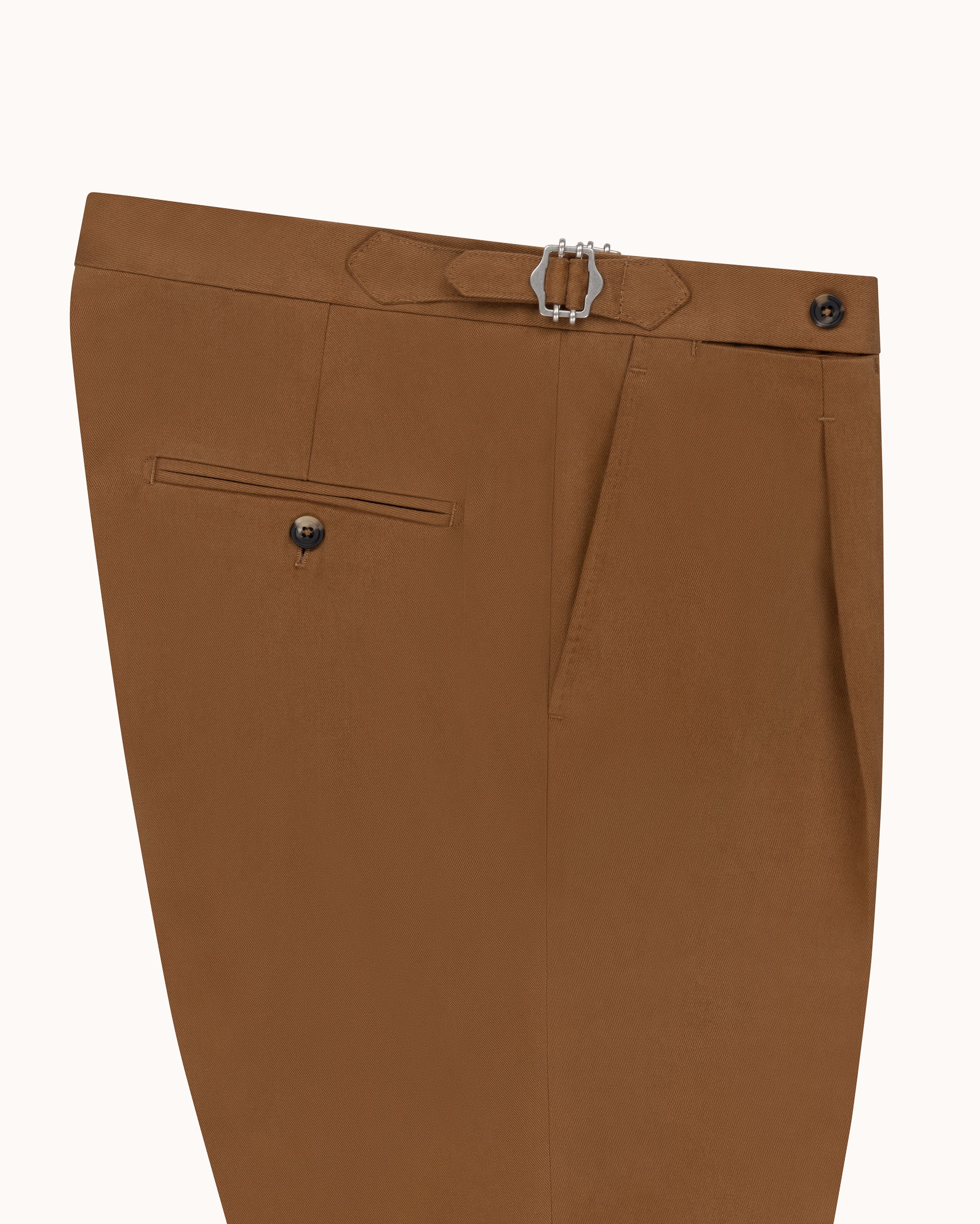 Classic Pleated Trouser - Tan Brushed Cotton