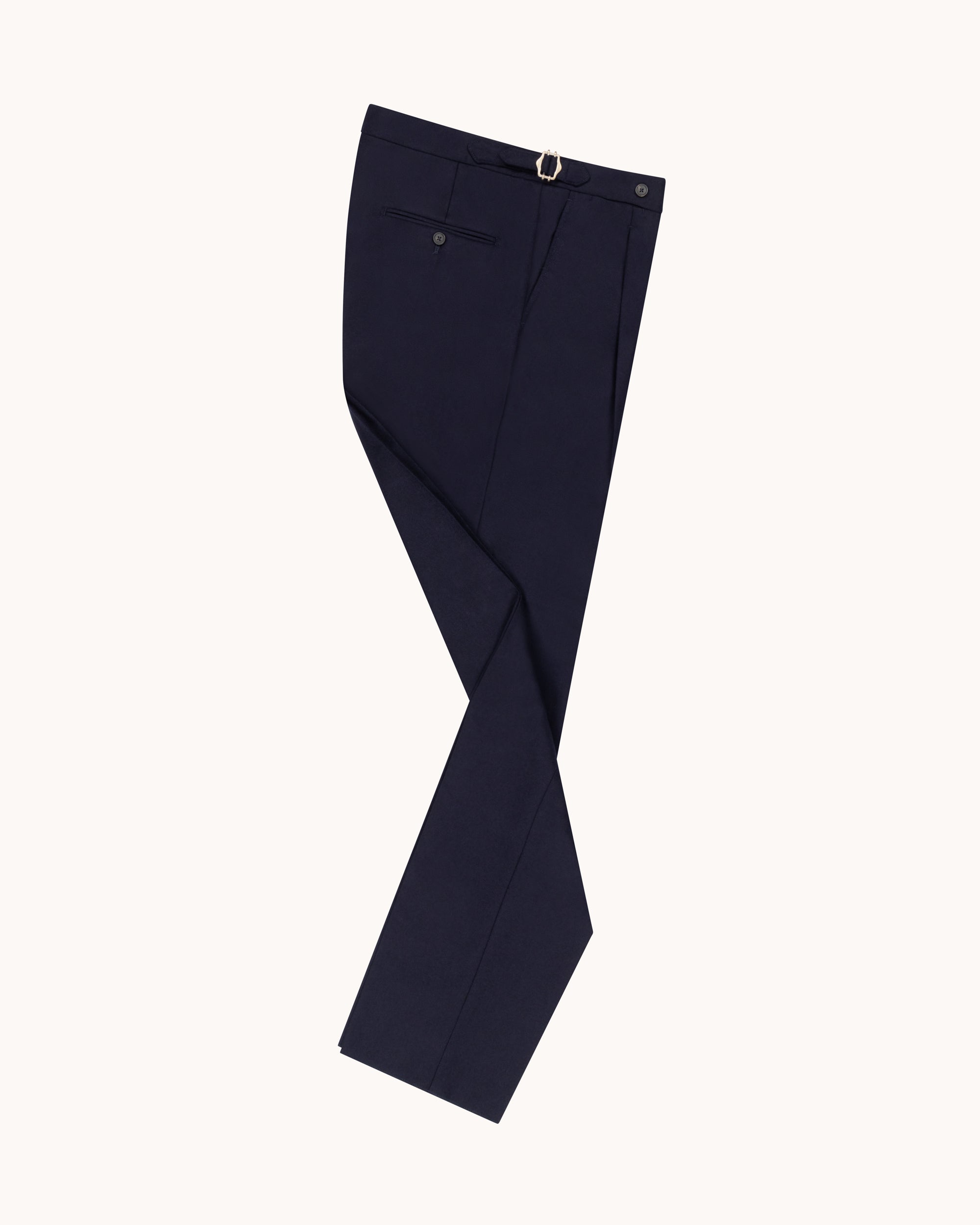 Single Pleat Trouser - Navy Woollen Flannel