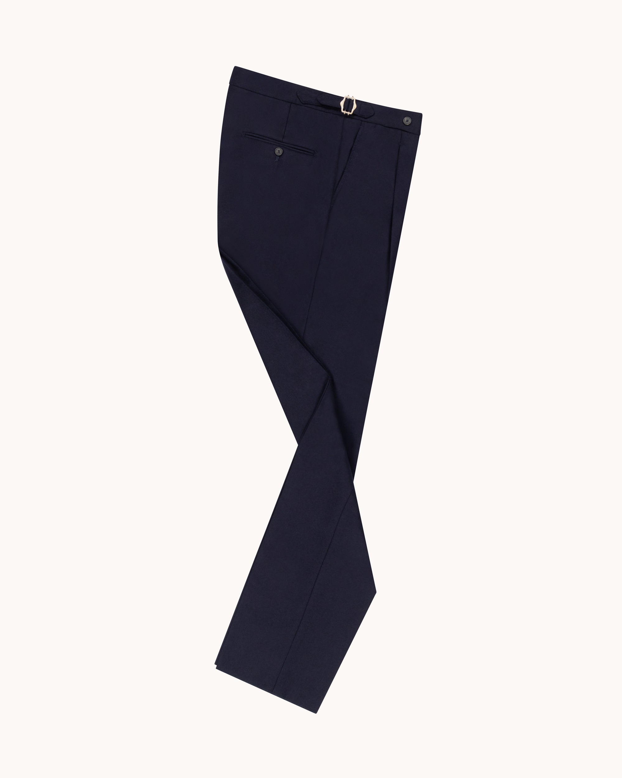 Relaxed Pleated Trouser - Navy Woollen Flannel
