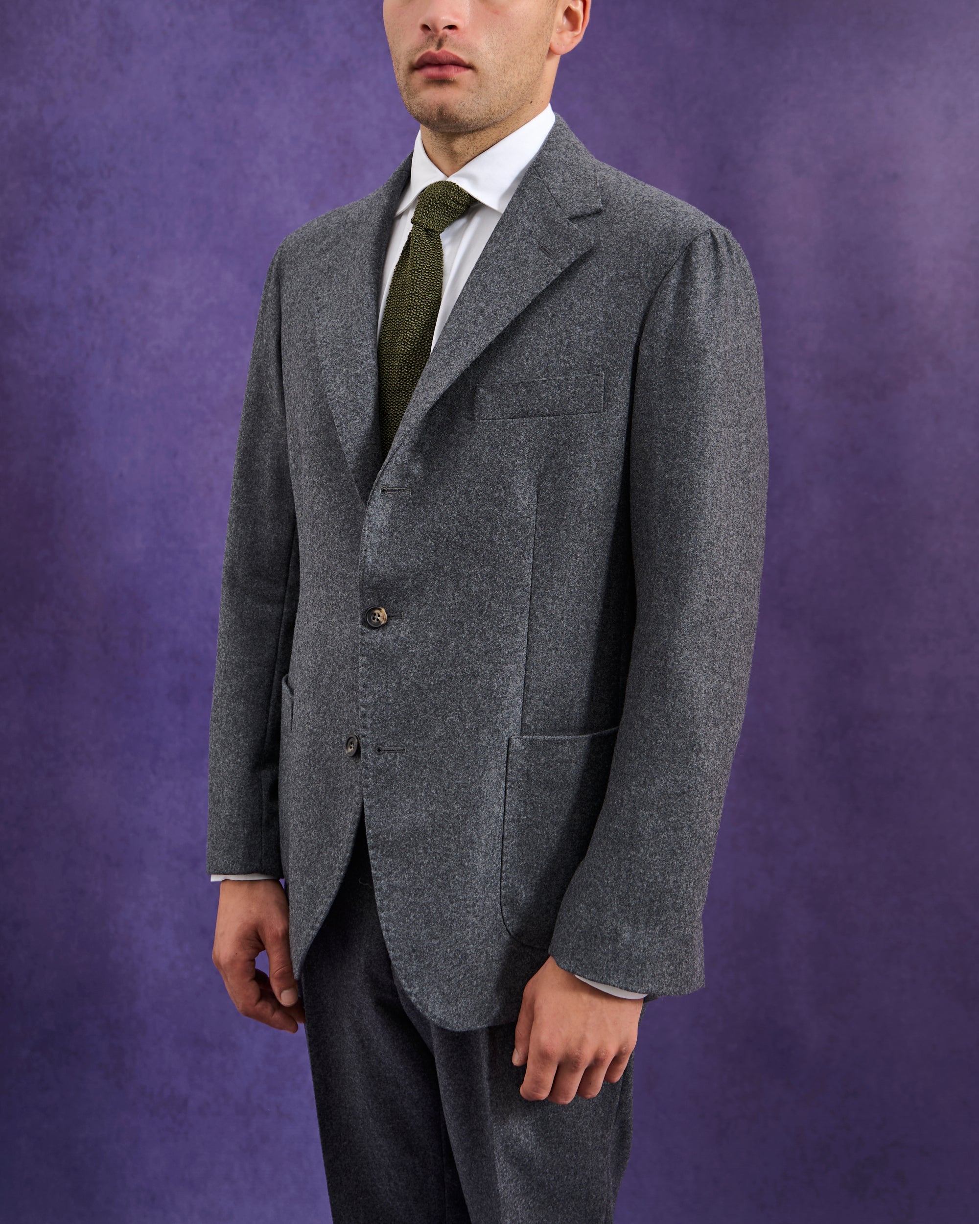 Sport Jacket - Mid Grey Woollen Flannel