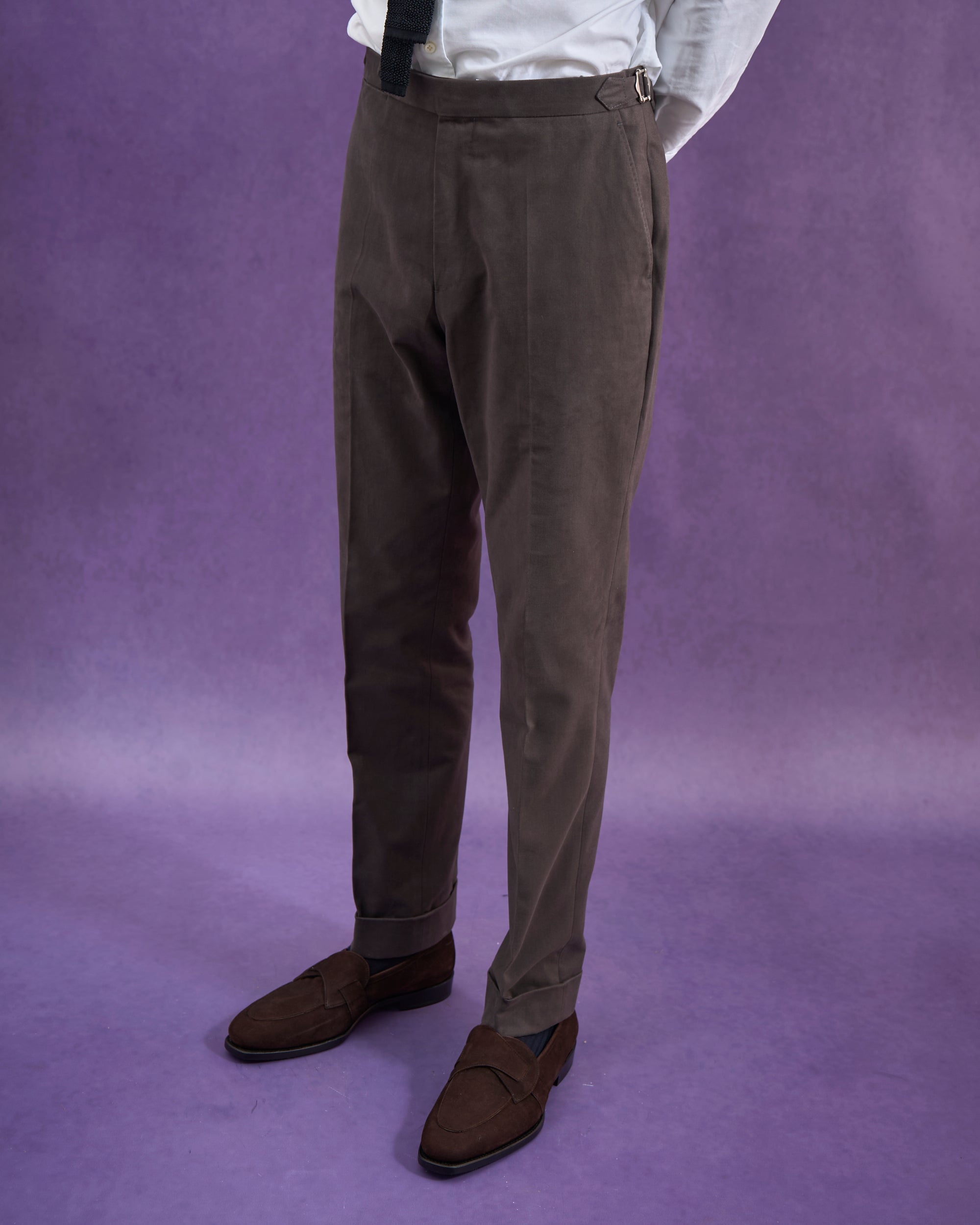 Flat Front Trouser - Anthracite Brushed Cotton