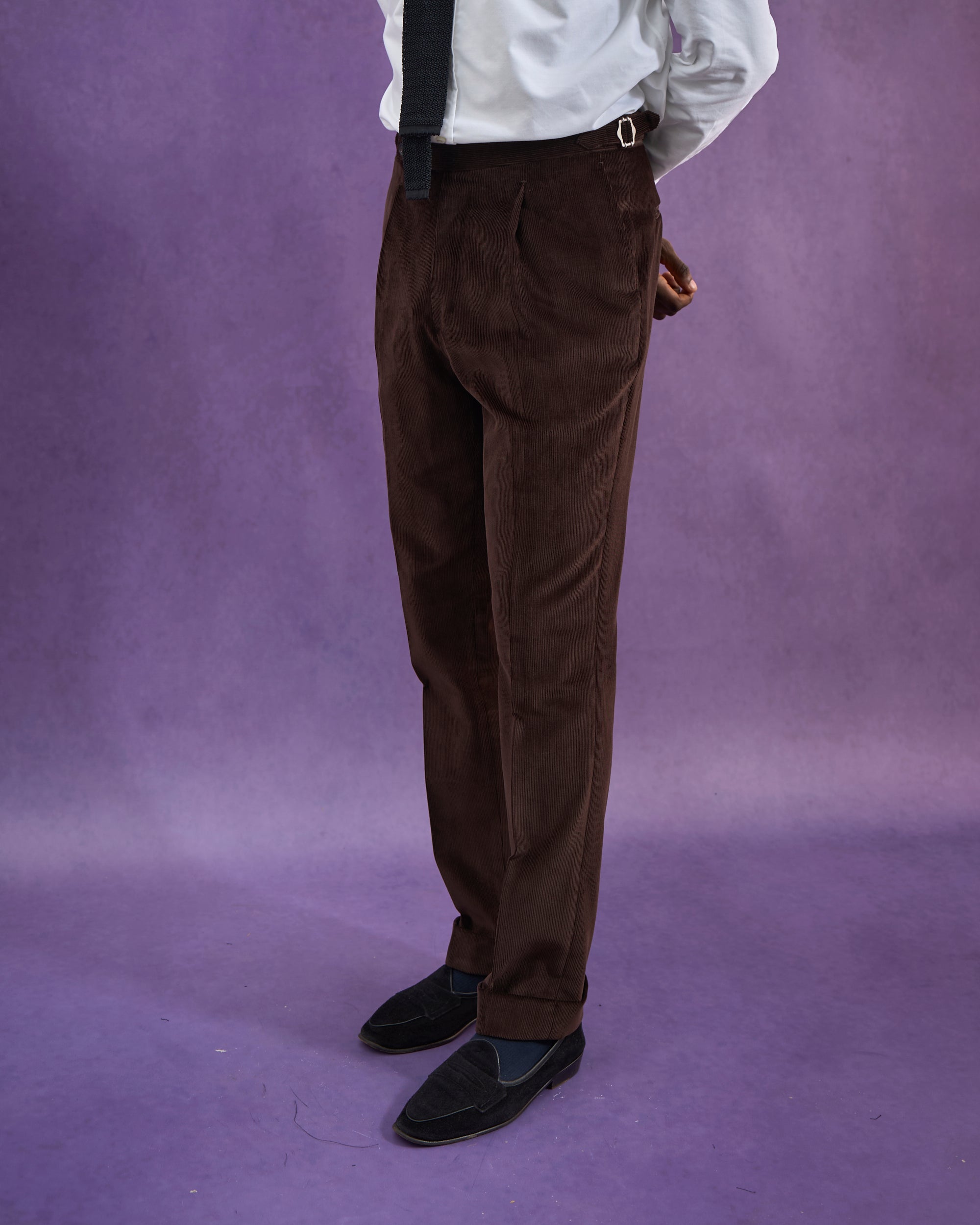 Single Pleat Trouser - Brown Cotton Corduroy