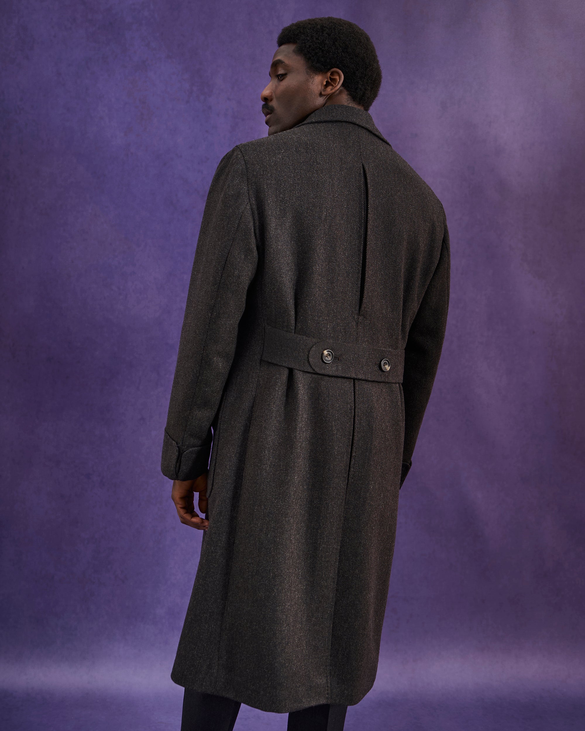 Double Breasted Overcoat - Brown Twill Wool Cashmere