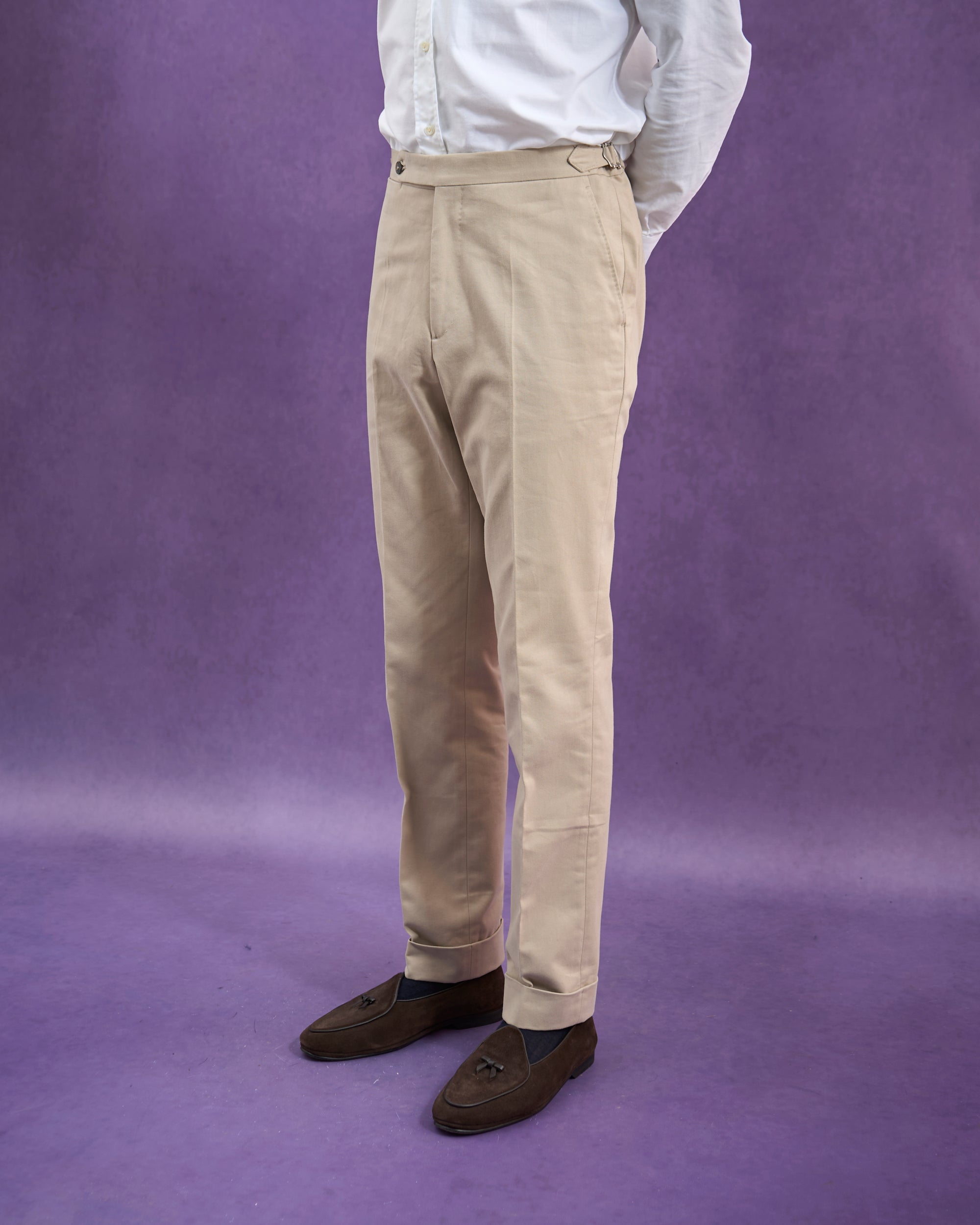 Flat Front Trouser - Stone Brushed Cotton