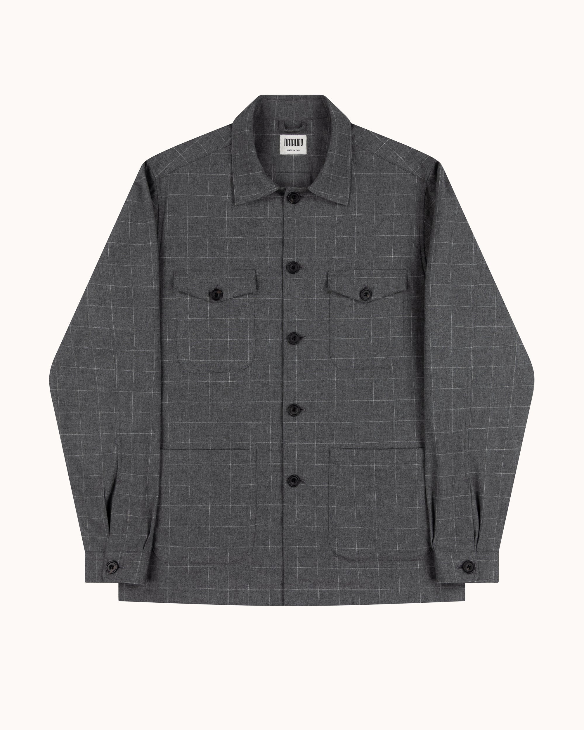 Overshirt - Grey Windowpane Cotton