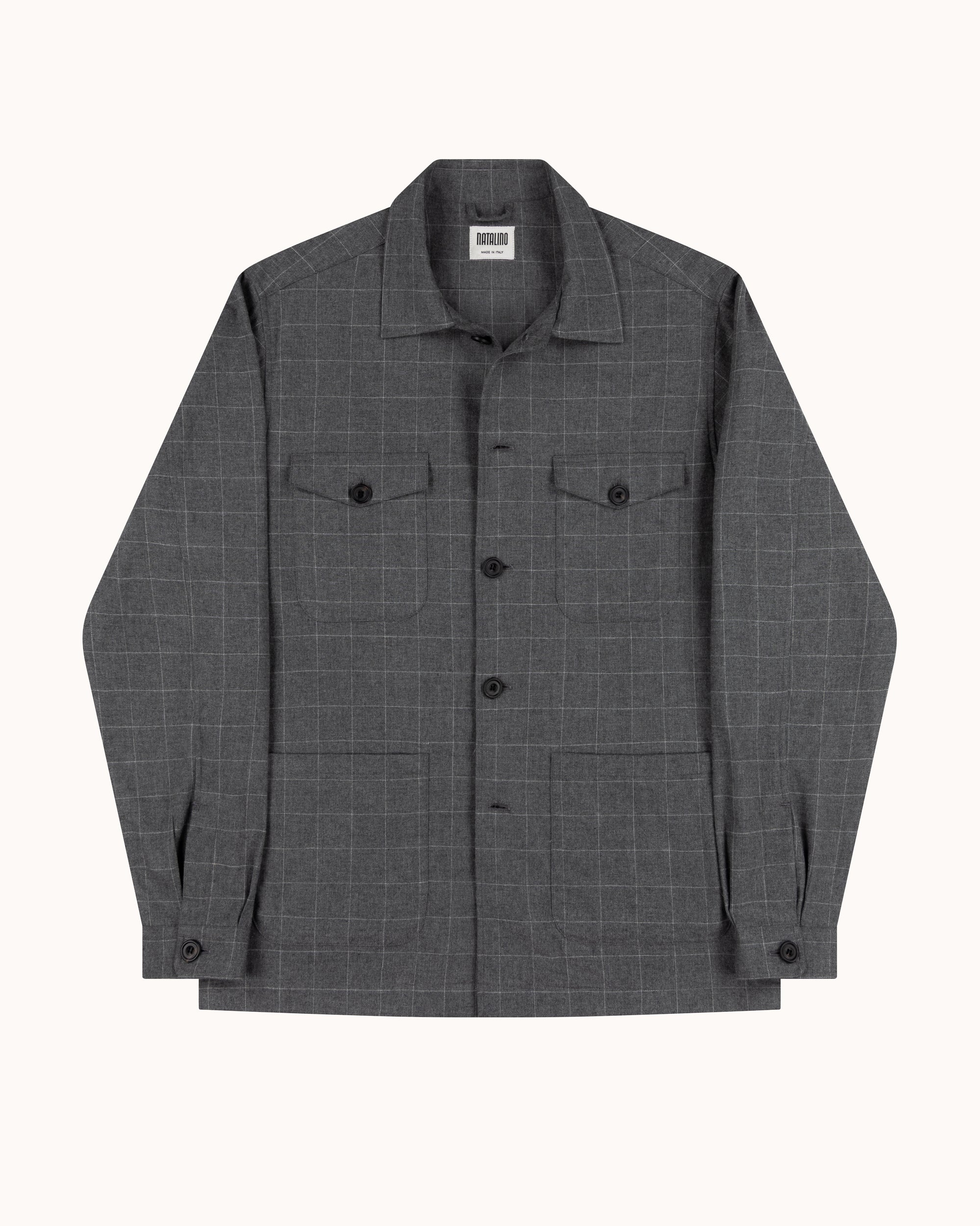 Overshirt - Grey Windowpane Cotton