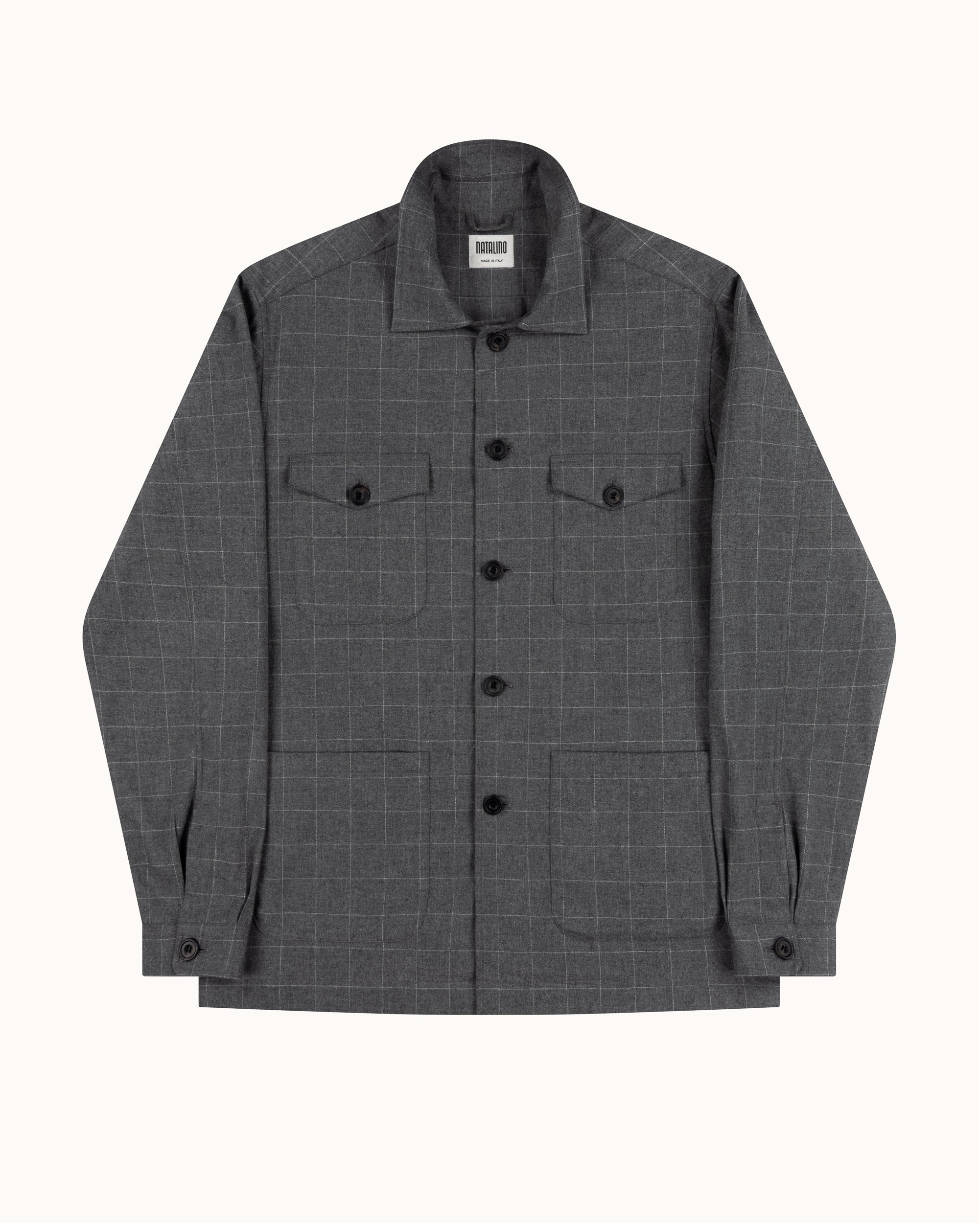 Overshirt - Grey Windowpane Cotton