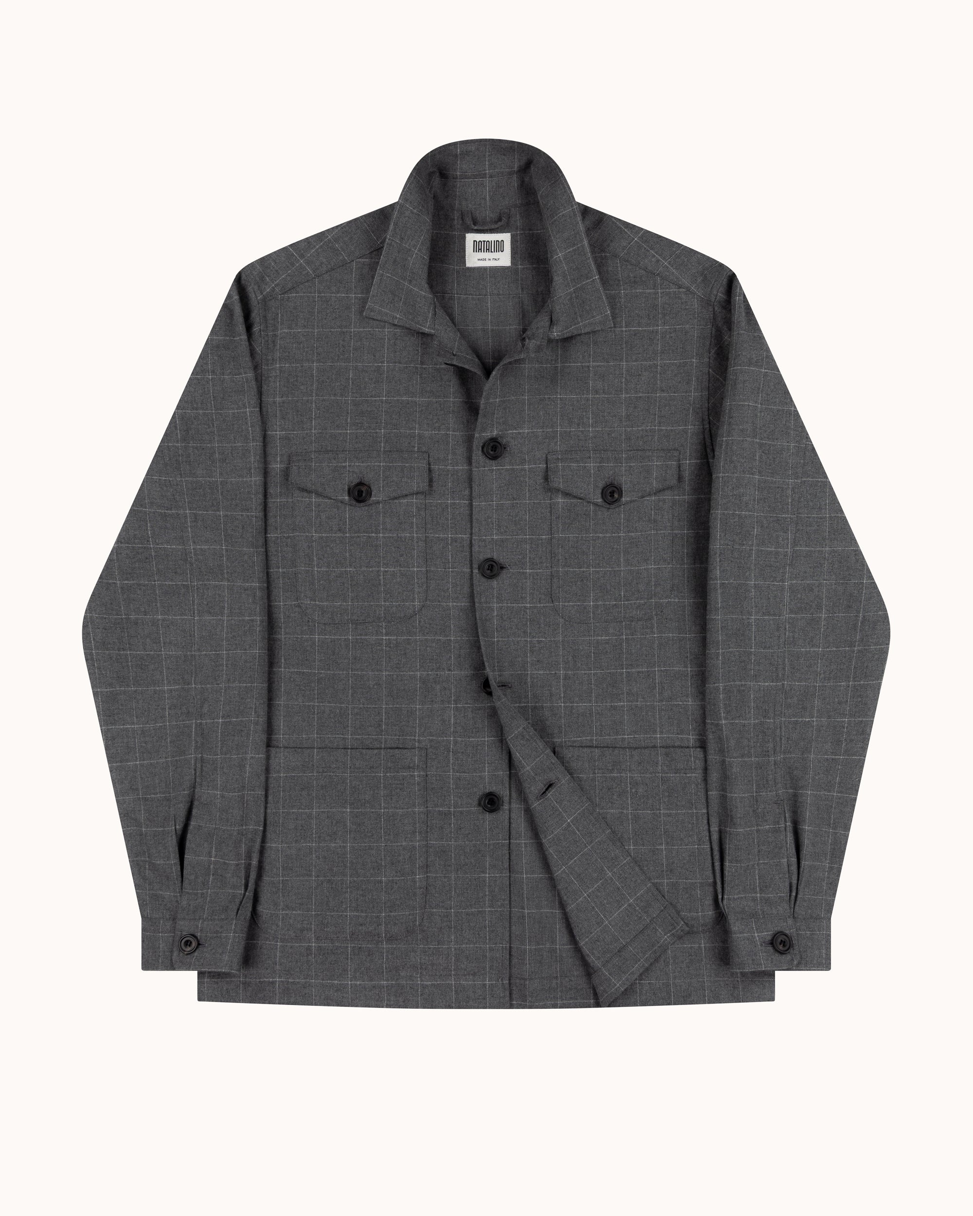 Overshirt - Grey Windowpane Cotton