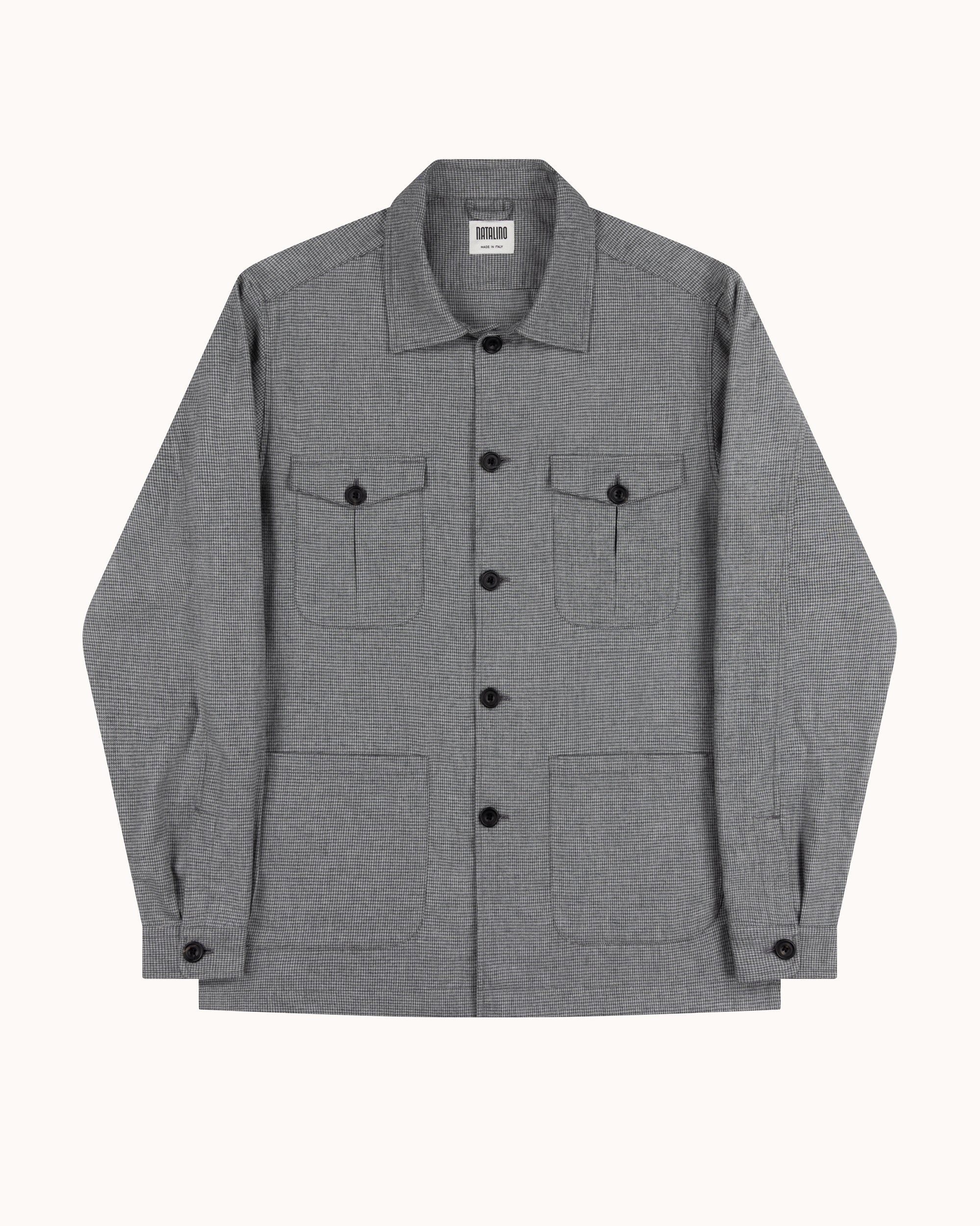 Overshirt - Grey Houndstooth Cotton